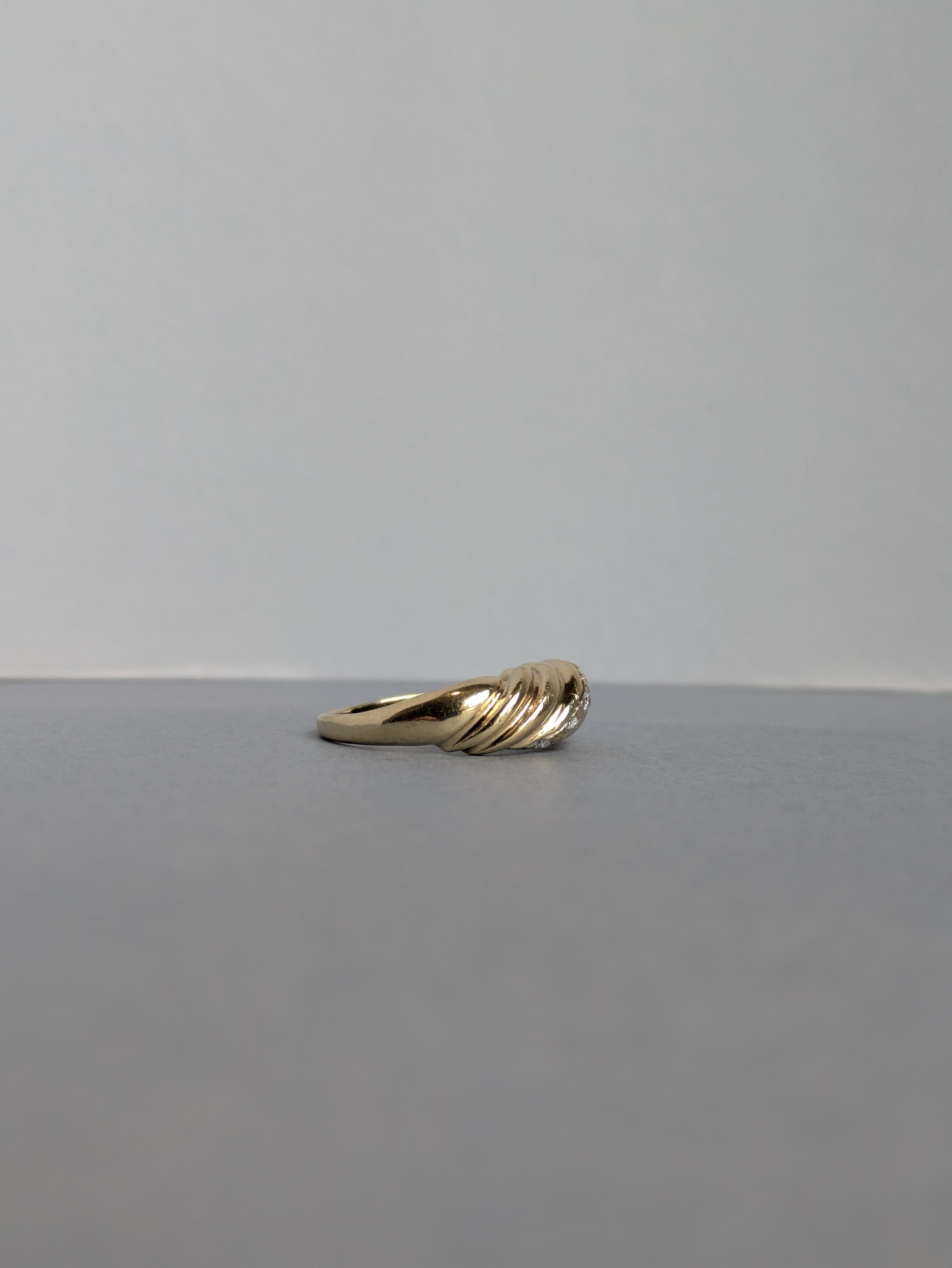 Twisted Gold and Diamond Ring