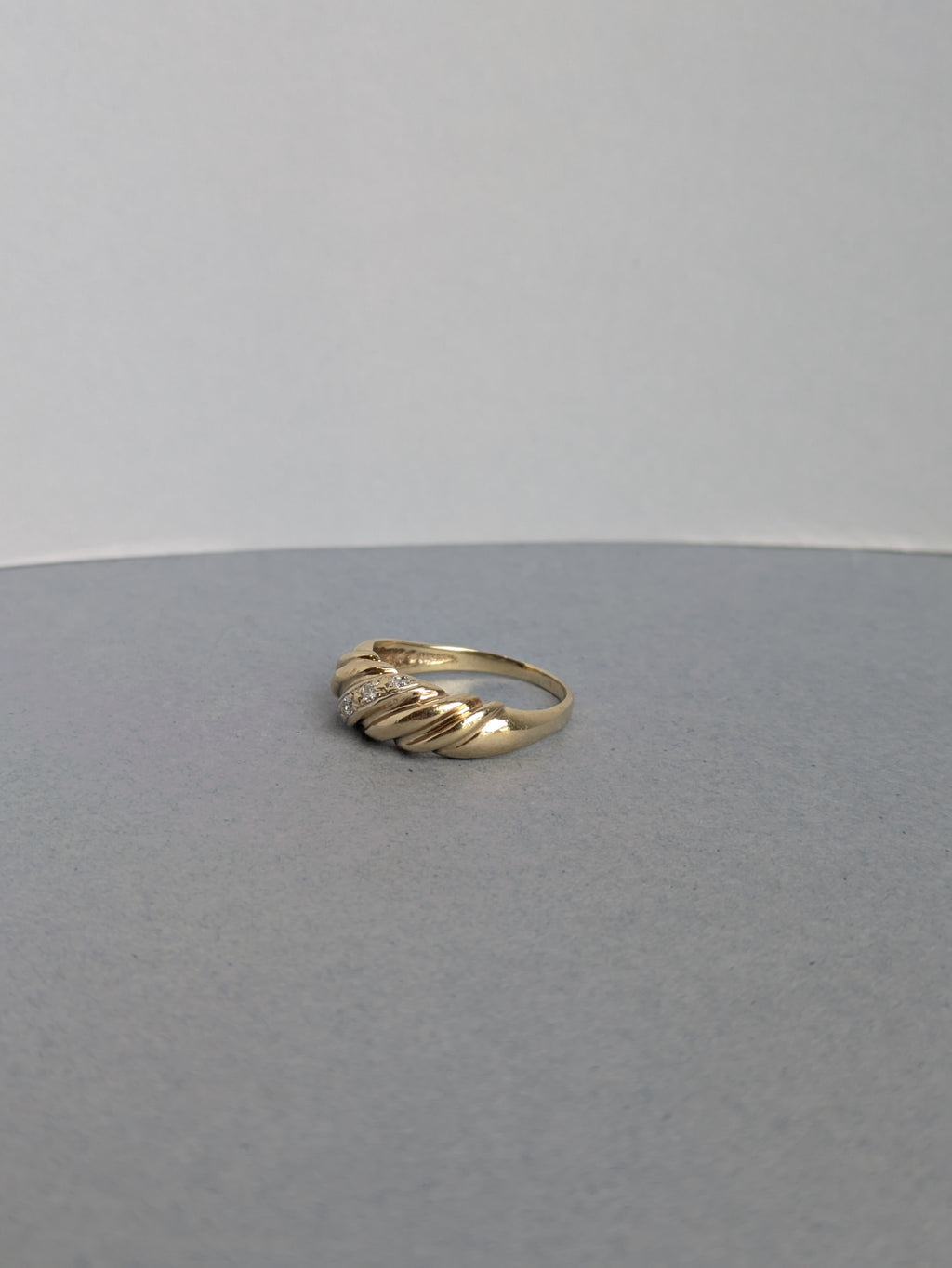 Twisted Gold and Diamond Ring