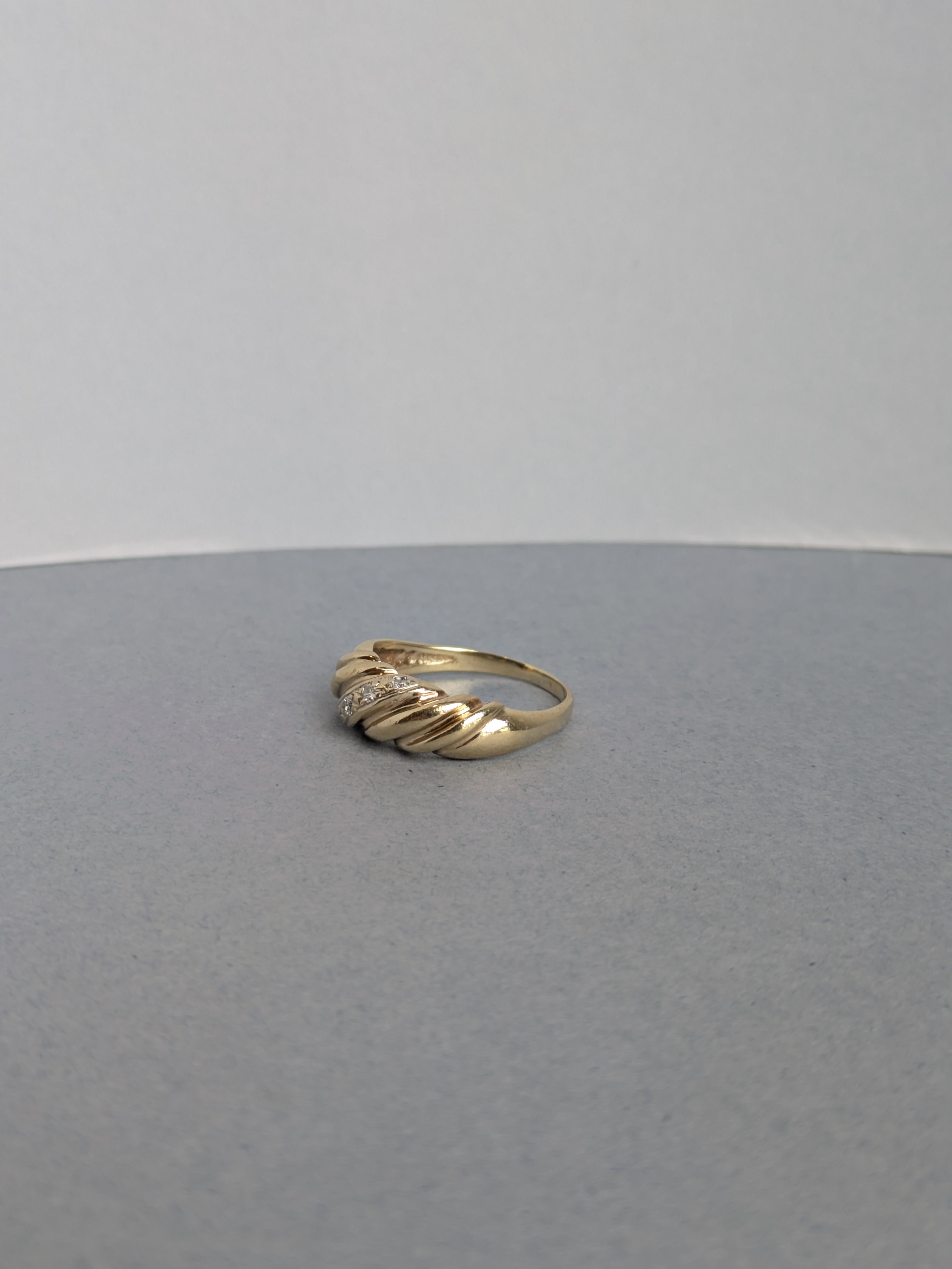 Twisted Gold and Diamond Ring