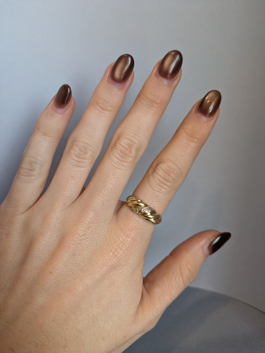 Twisted Gold and Diamond Ring