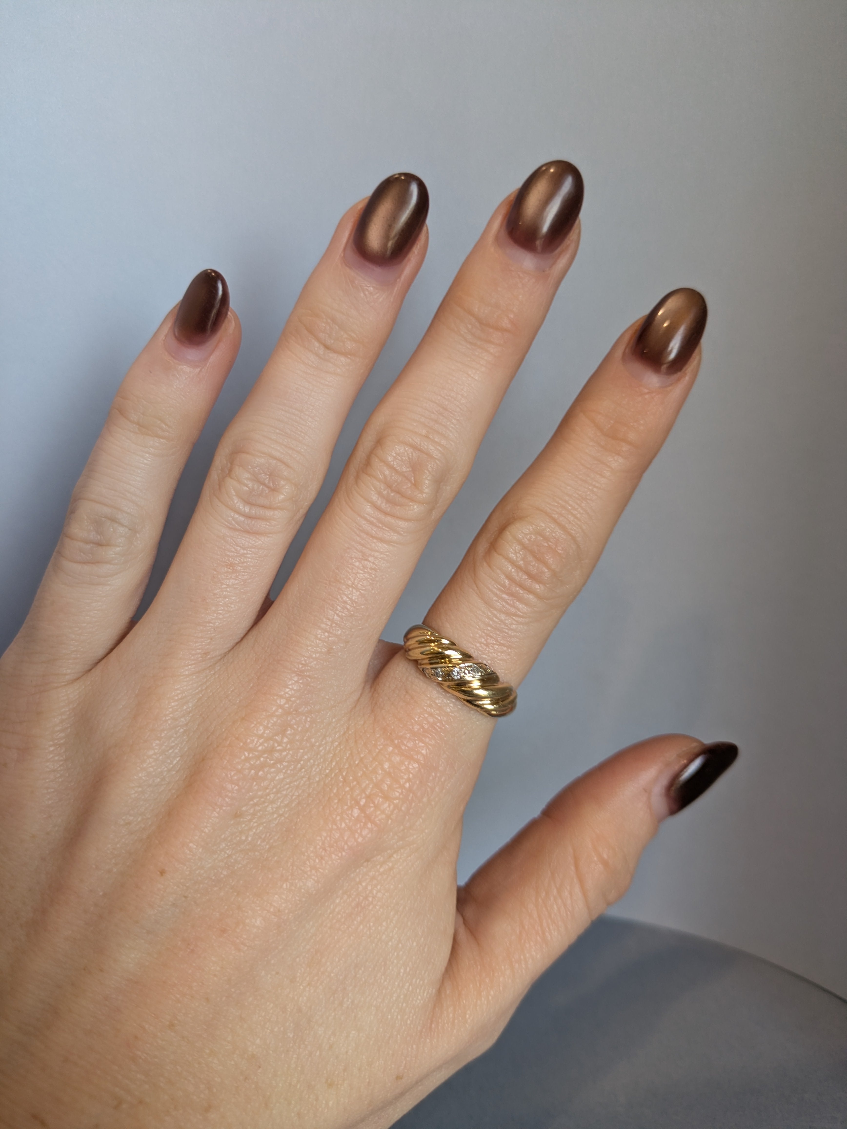 Twisted Gold and Diamond Ring