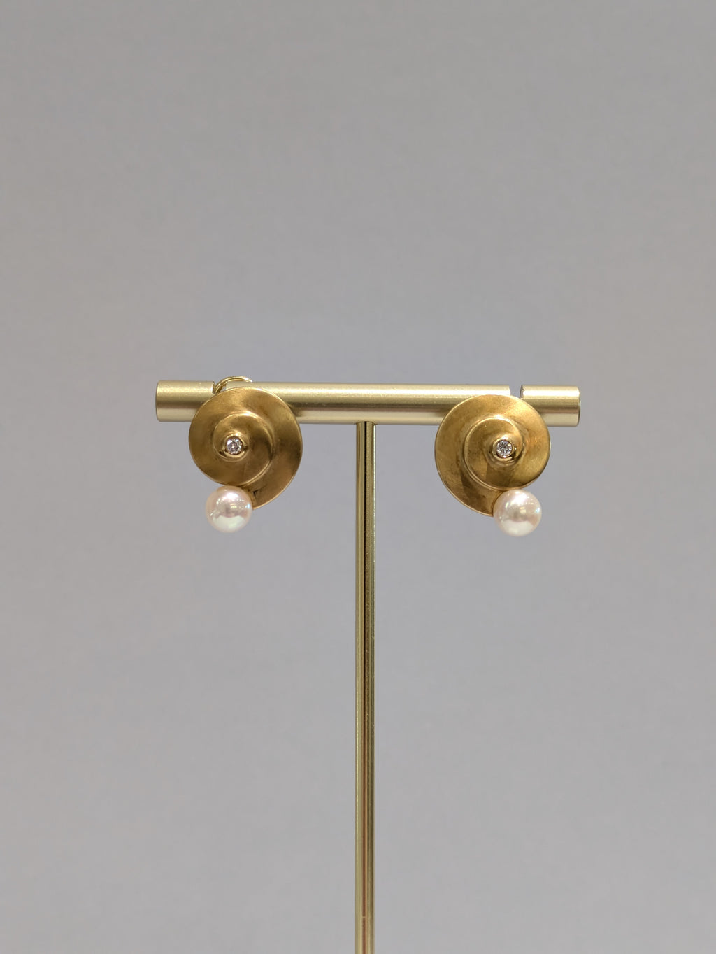 18ct Spiral Pearl and Diamond Earrings