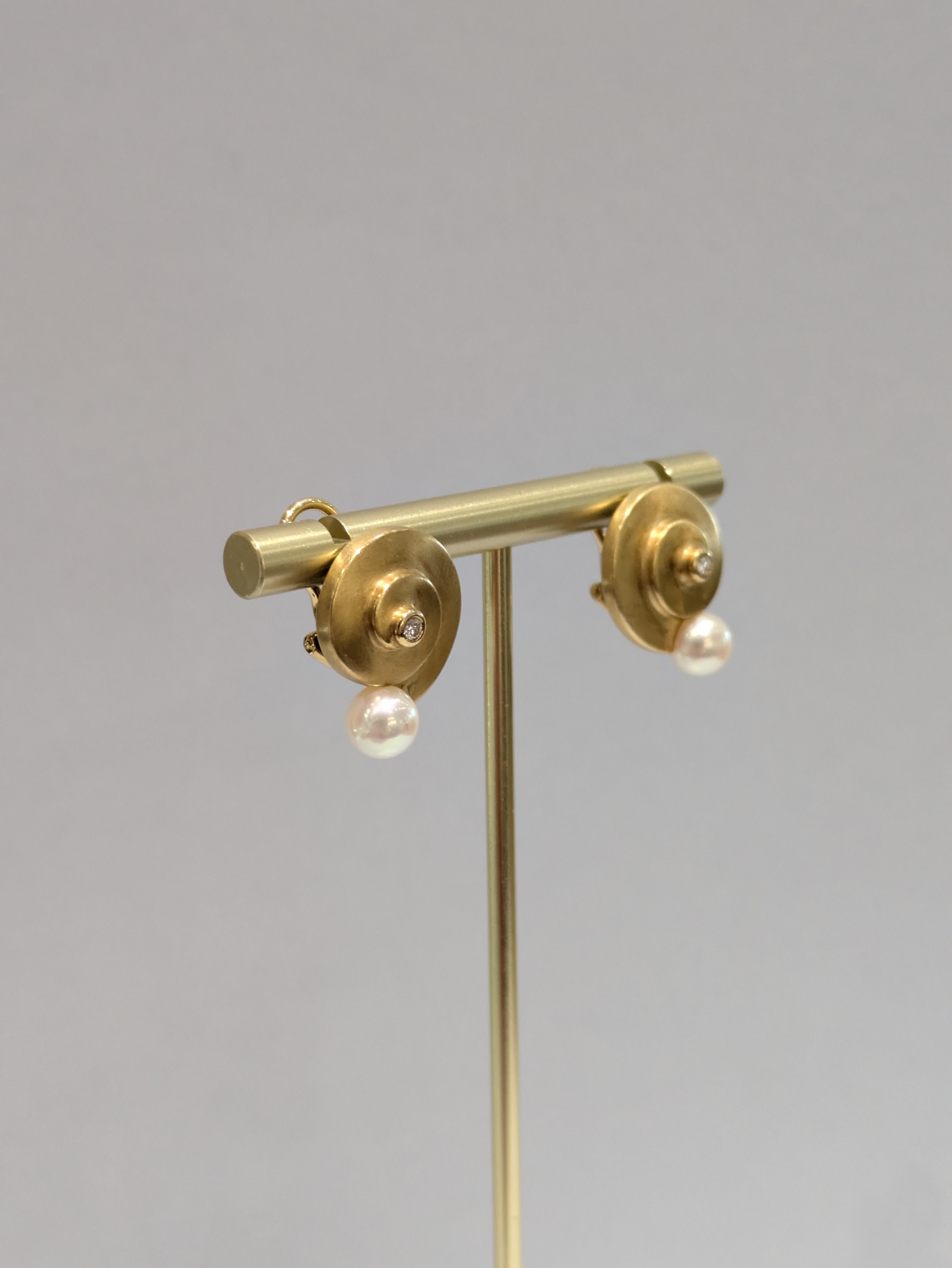 18ct Spiral Pearl and Diamond Earrings