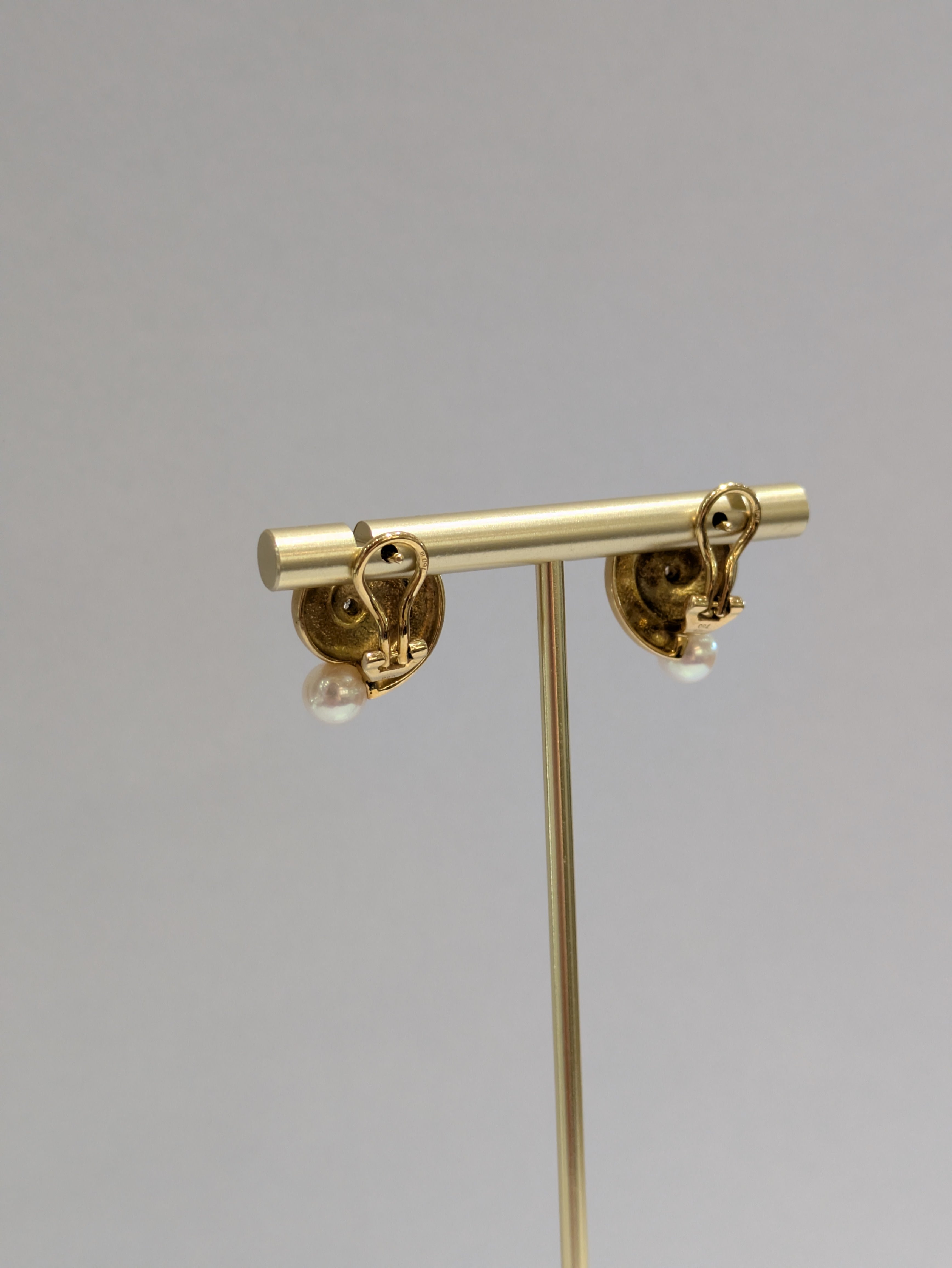18ct Spiral Pearl and Diamond Earrings