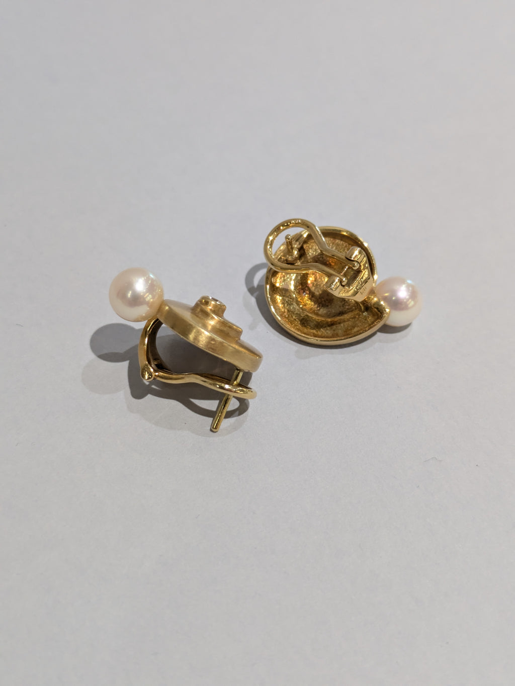 18ct Spiral Pearl and Diamond Earrings