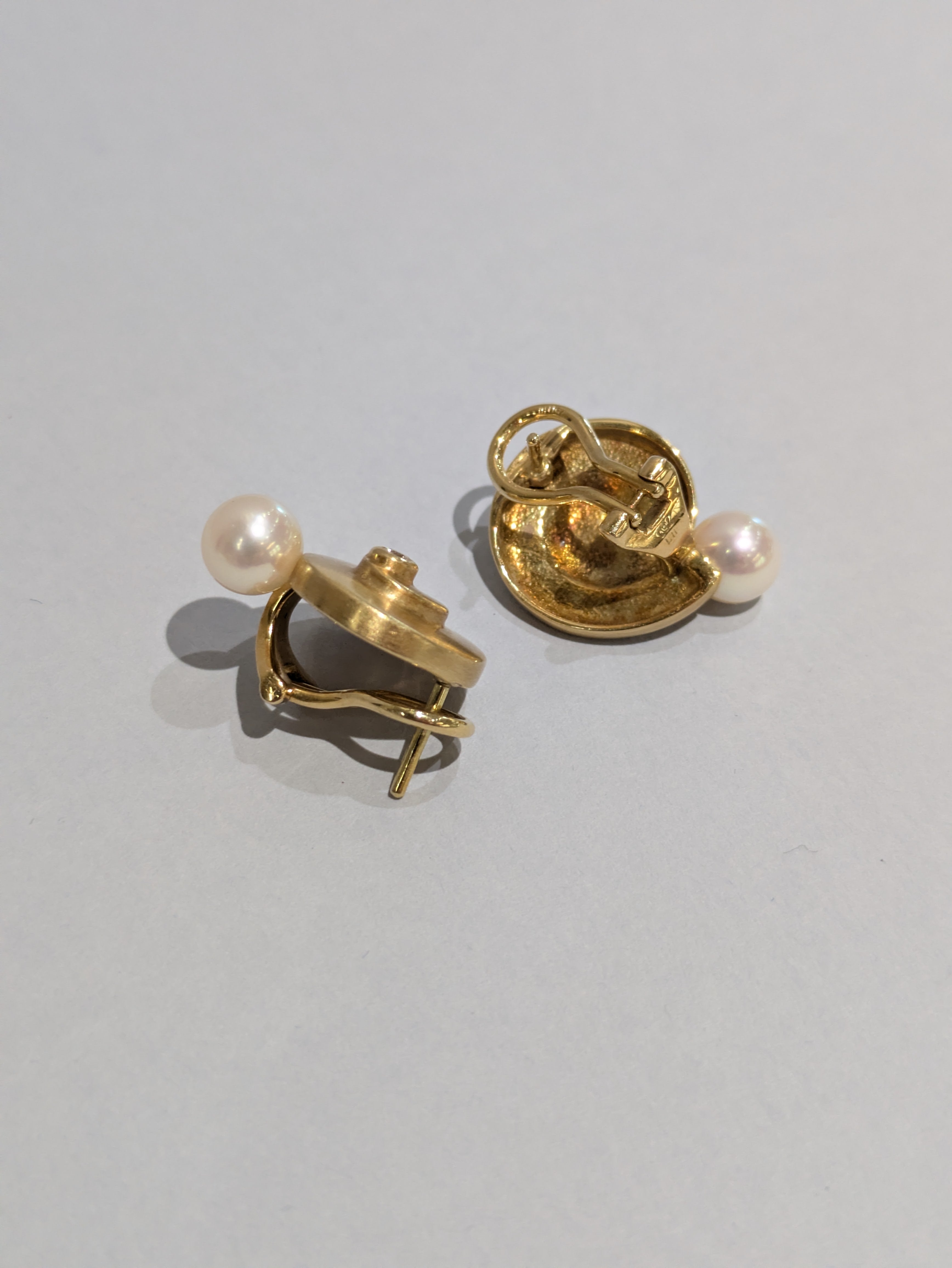 18ct Spiral Pearl and Diamond Earrings