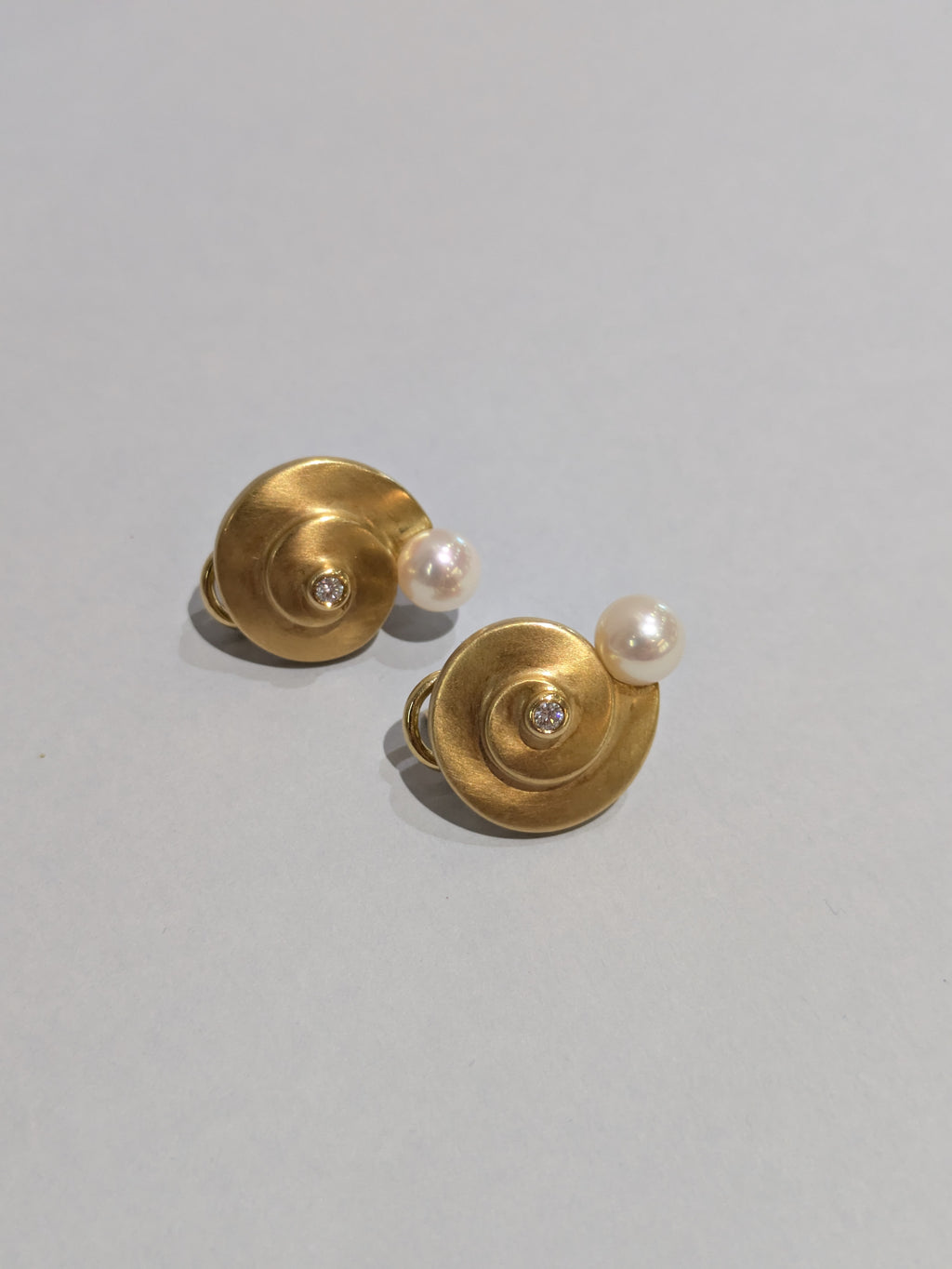 18ct Spiral Pearl and Diamond Earrings