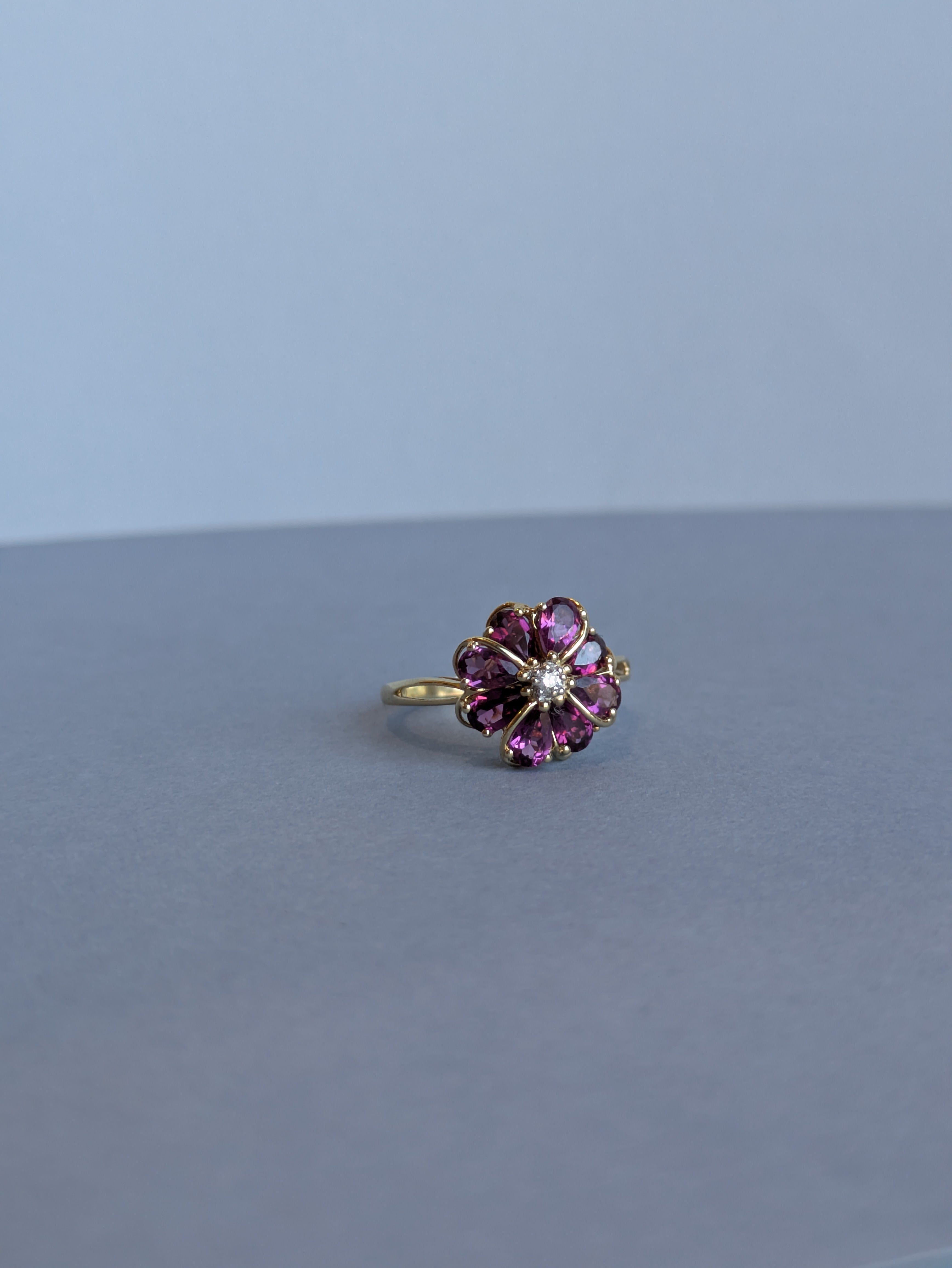Garnet Flower Ring