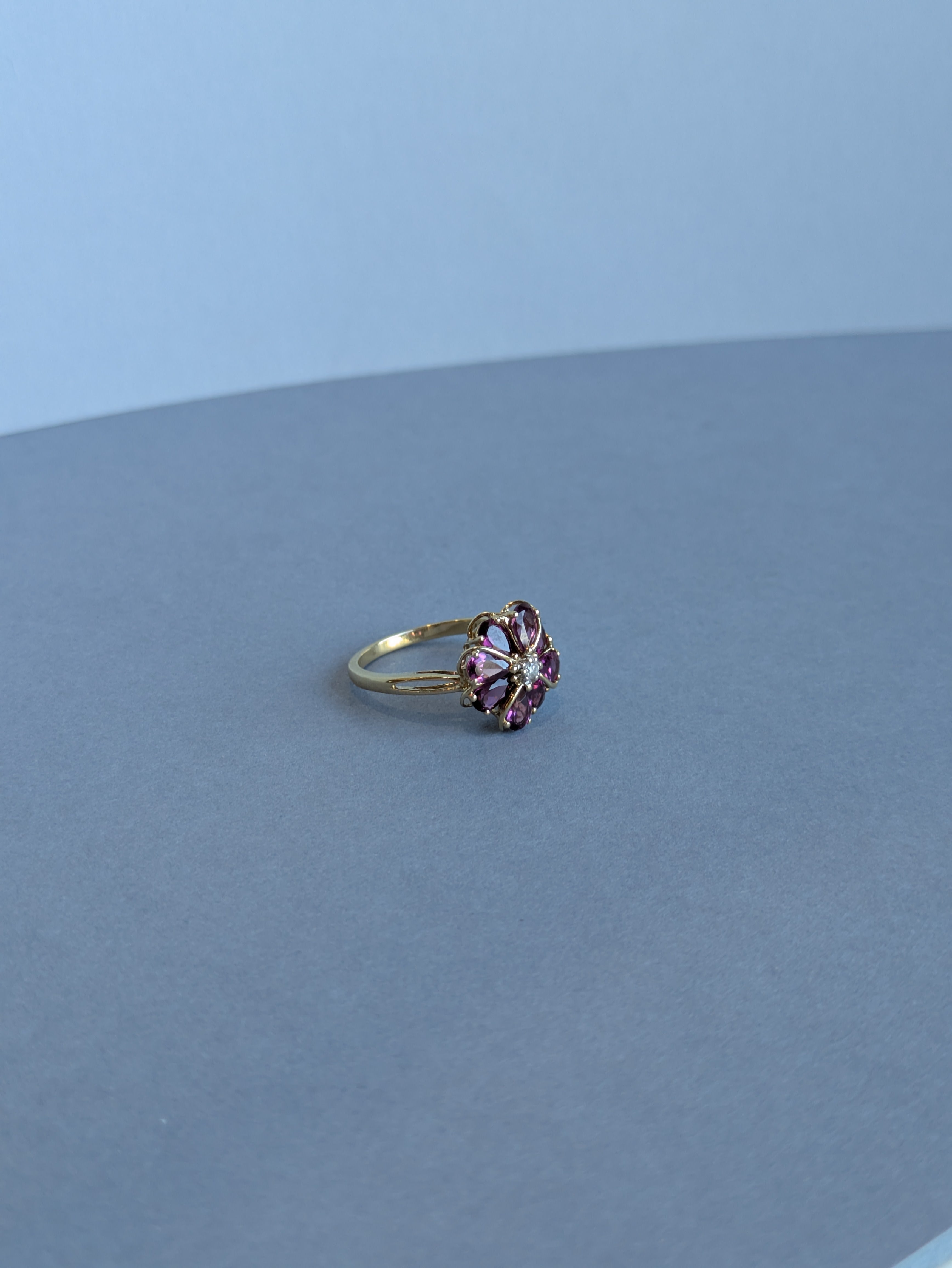 Garnet Flower Ring