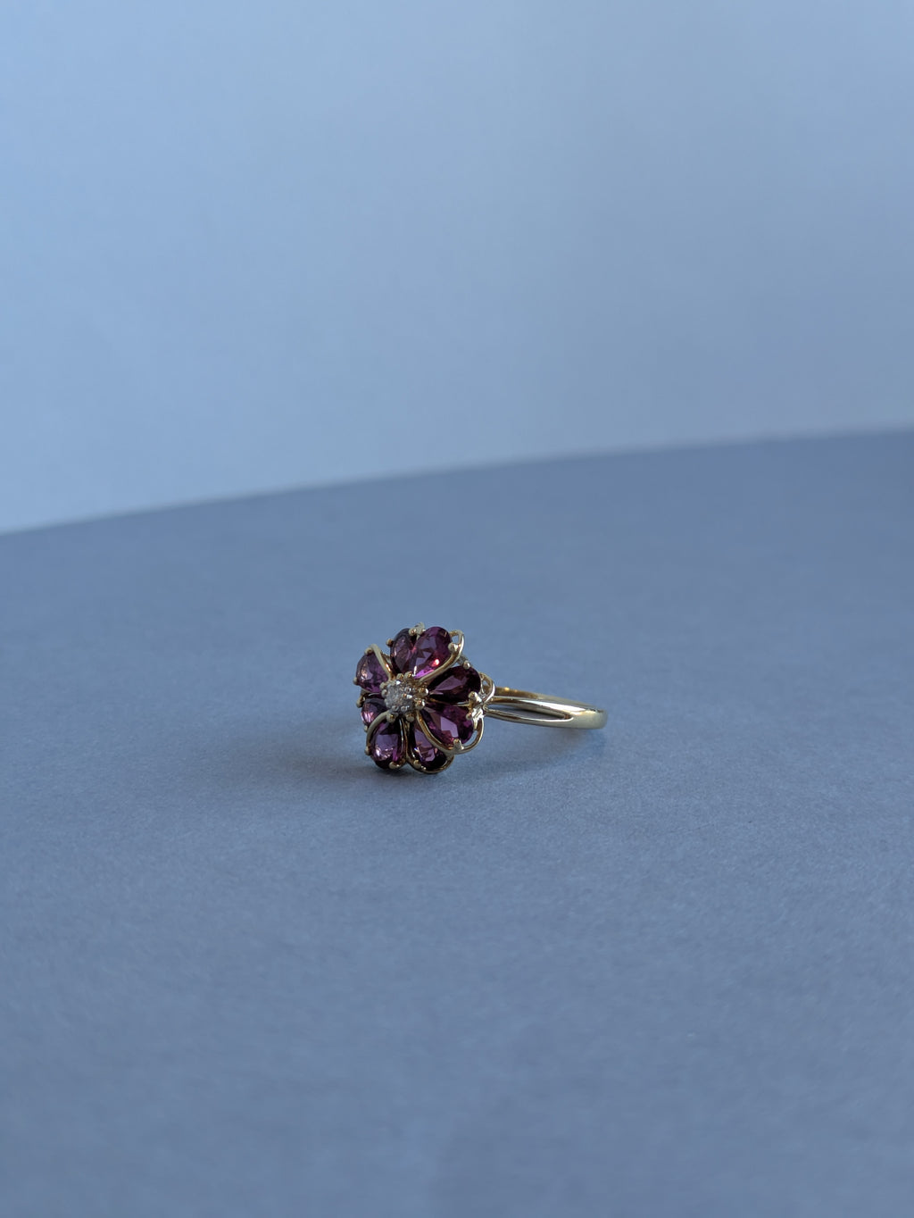 Garnet Flower Ring