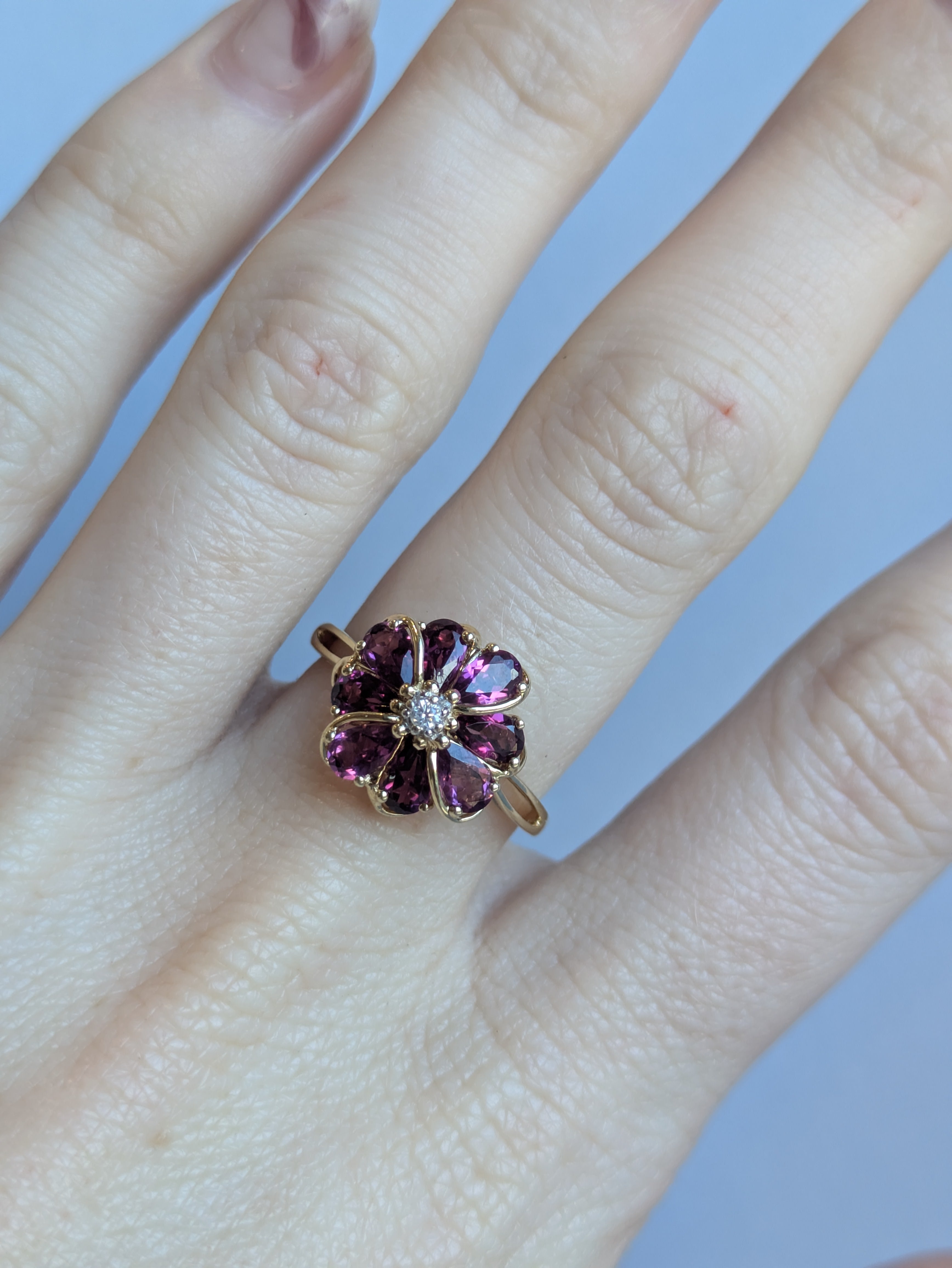 Garnet Flower Ring