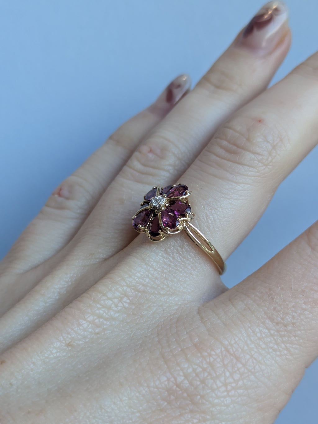 Garnet Flower Ring