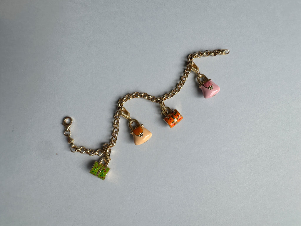 18ct Handbag Enamel Charm Bracelet