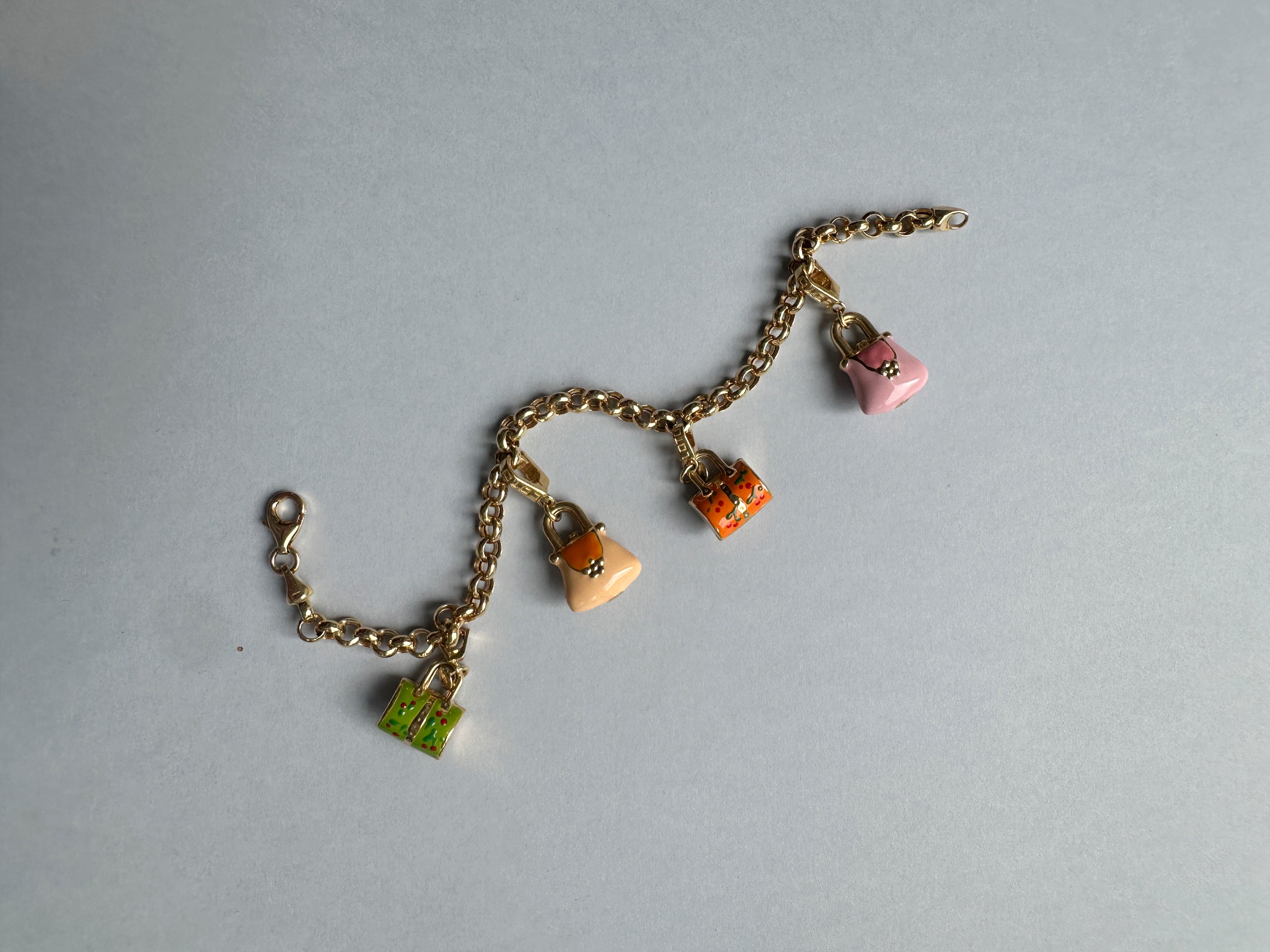 18ct Handbag Enamel Charm Bracelet