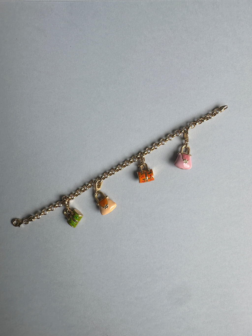 18ct Handbag Enamel Charm Bracelet