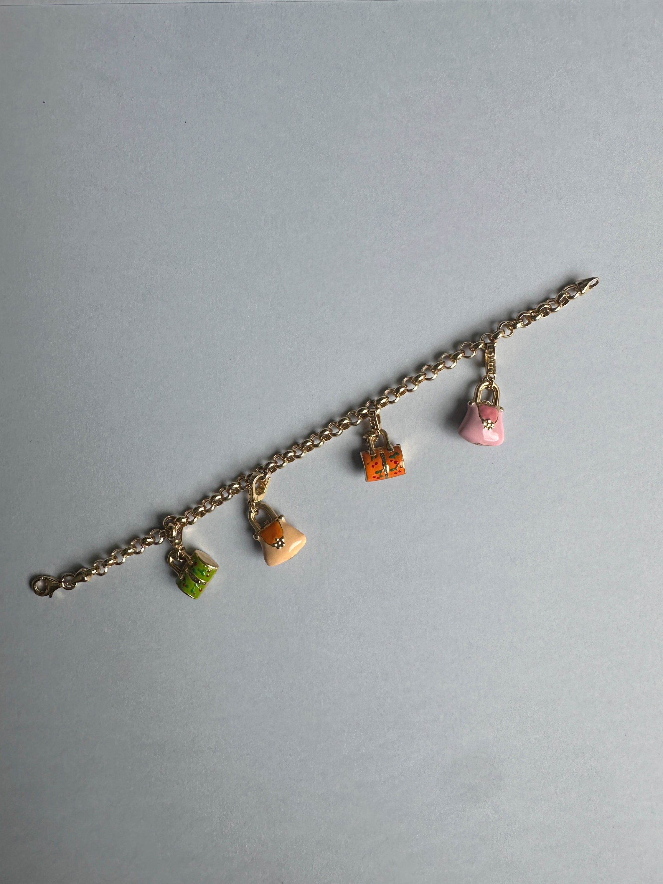 18ct Handbag Enamel Charm Bracelet