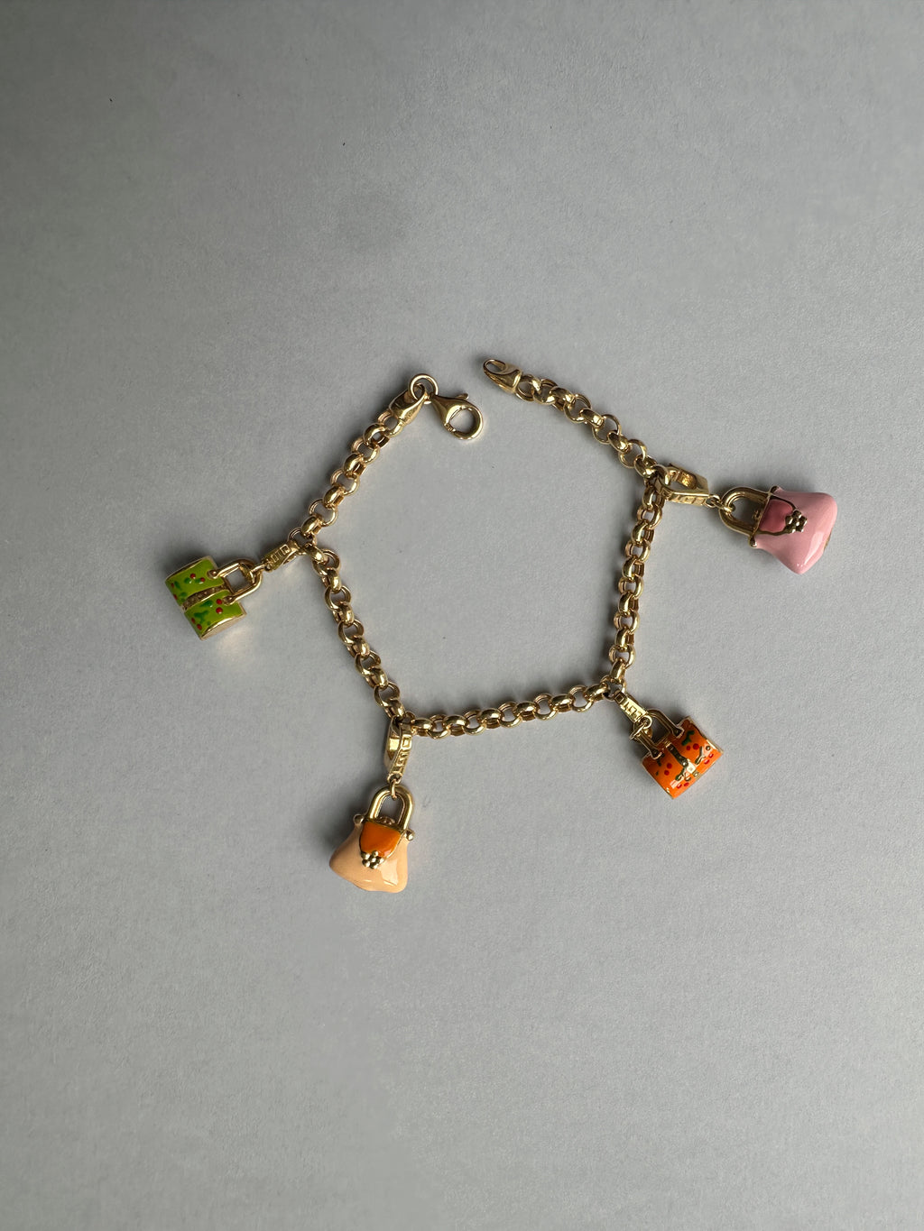 18ct Handbag Enamel Charm Bracelet