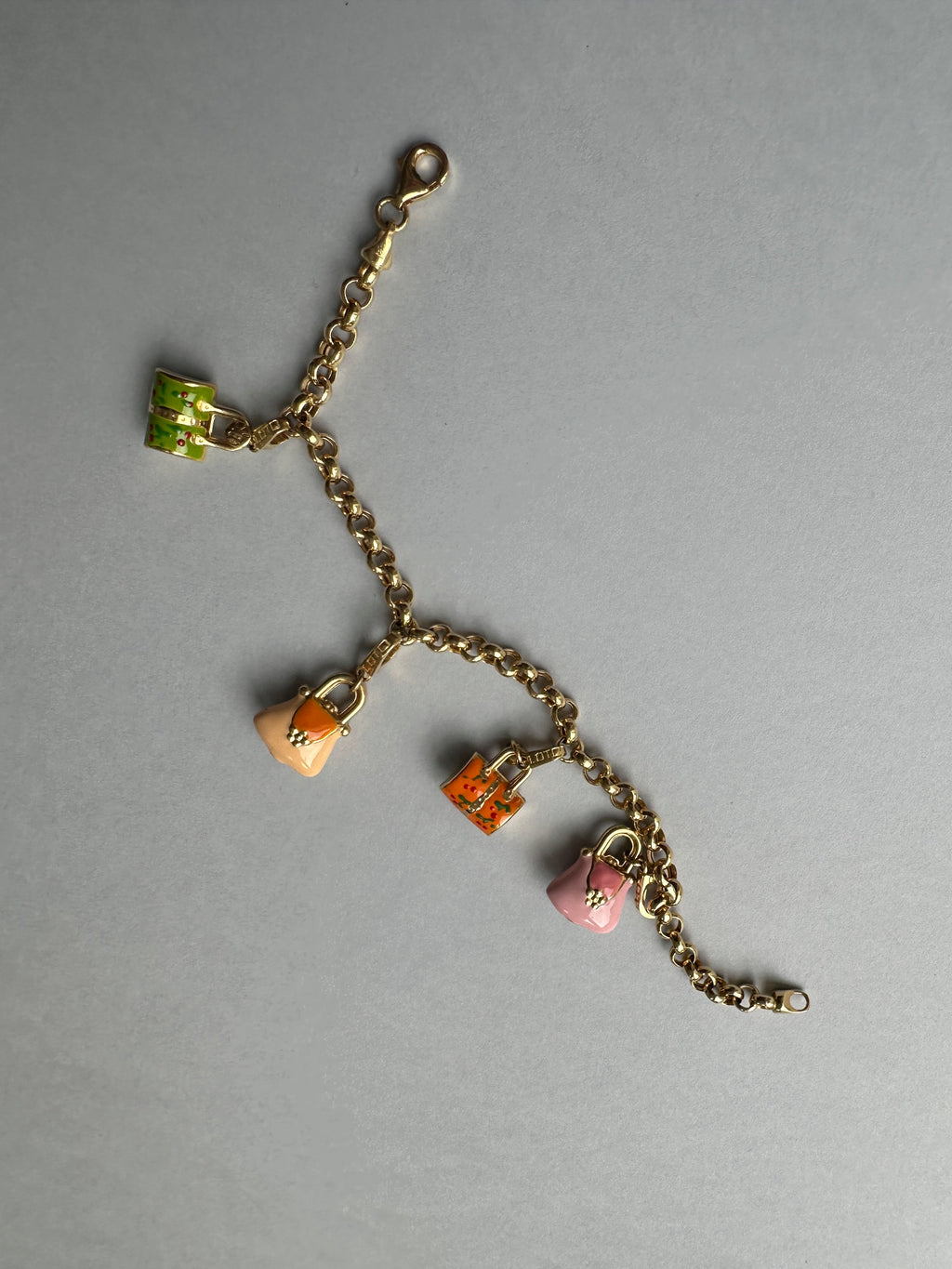 18ct Handbag Enamel Charm Bracelet
