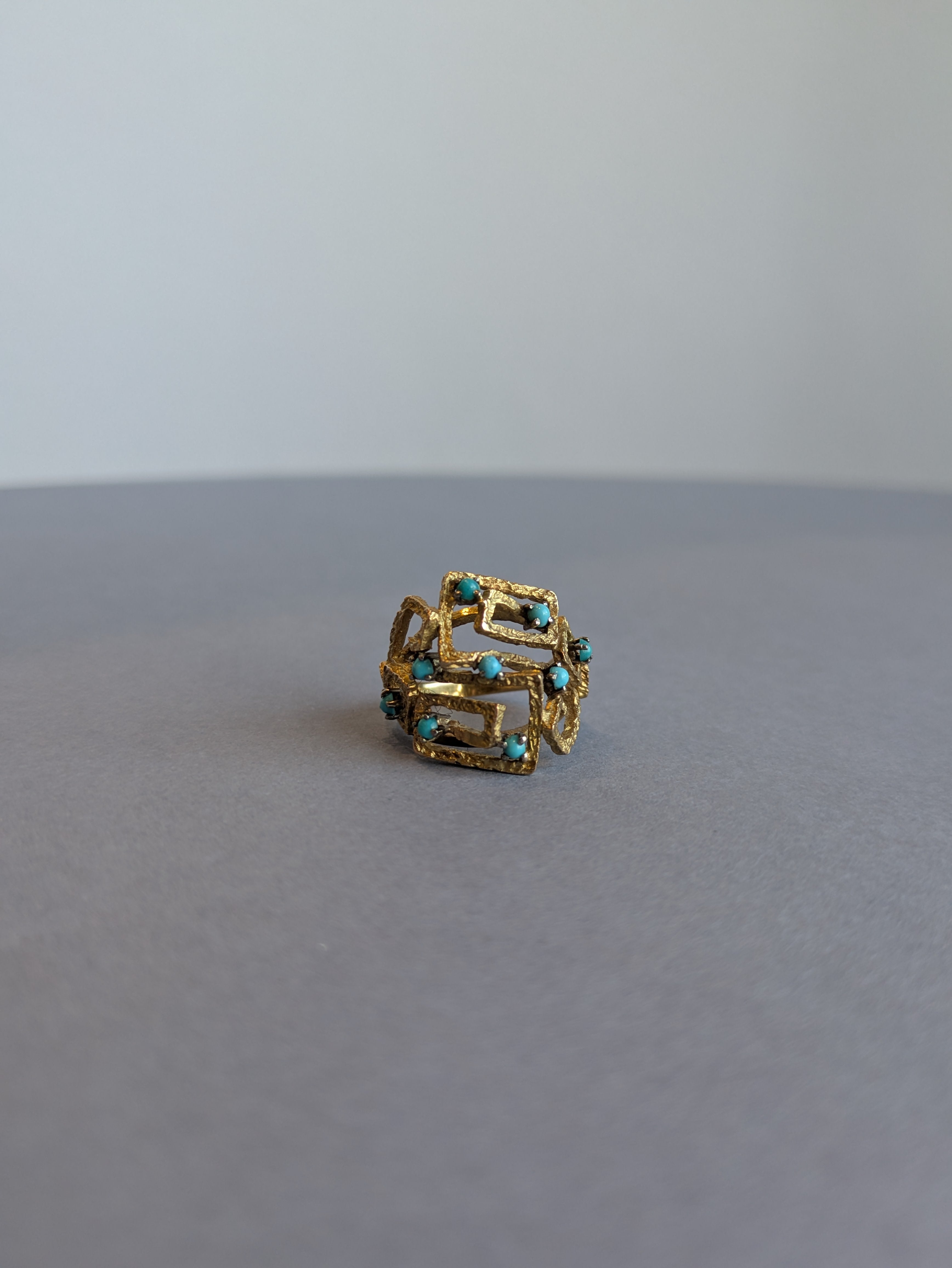 18ct Brutalist Turquoise Ring