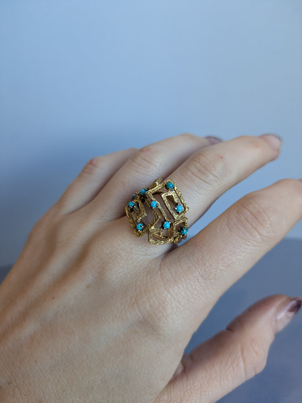 18ct Brutalist Turquoise Ring