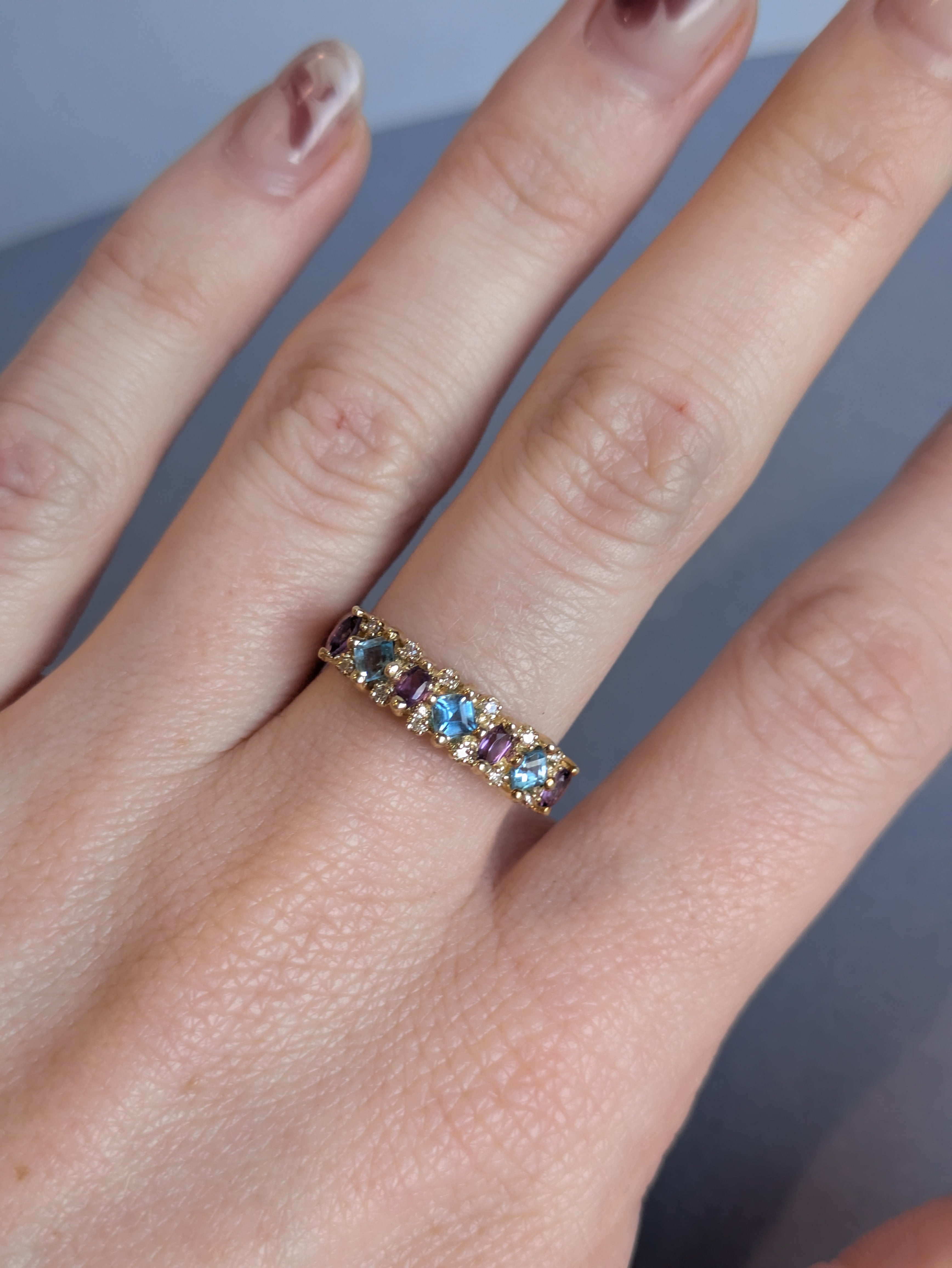 Topaz and Amethyst Cluster Ring