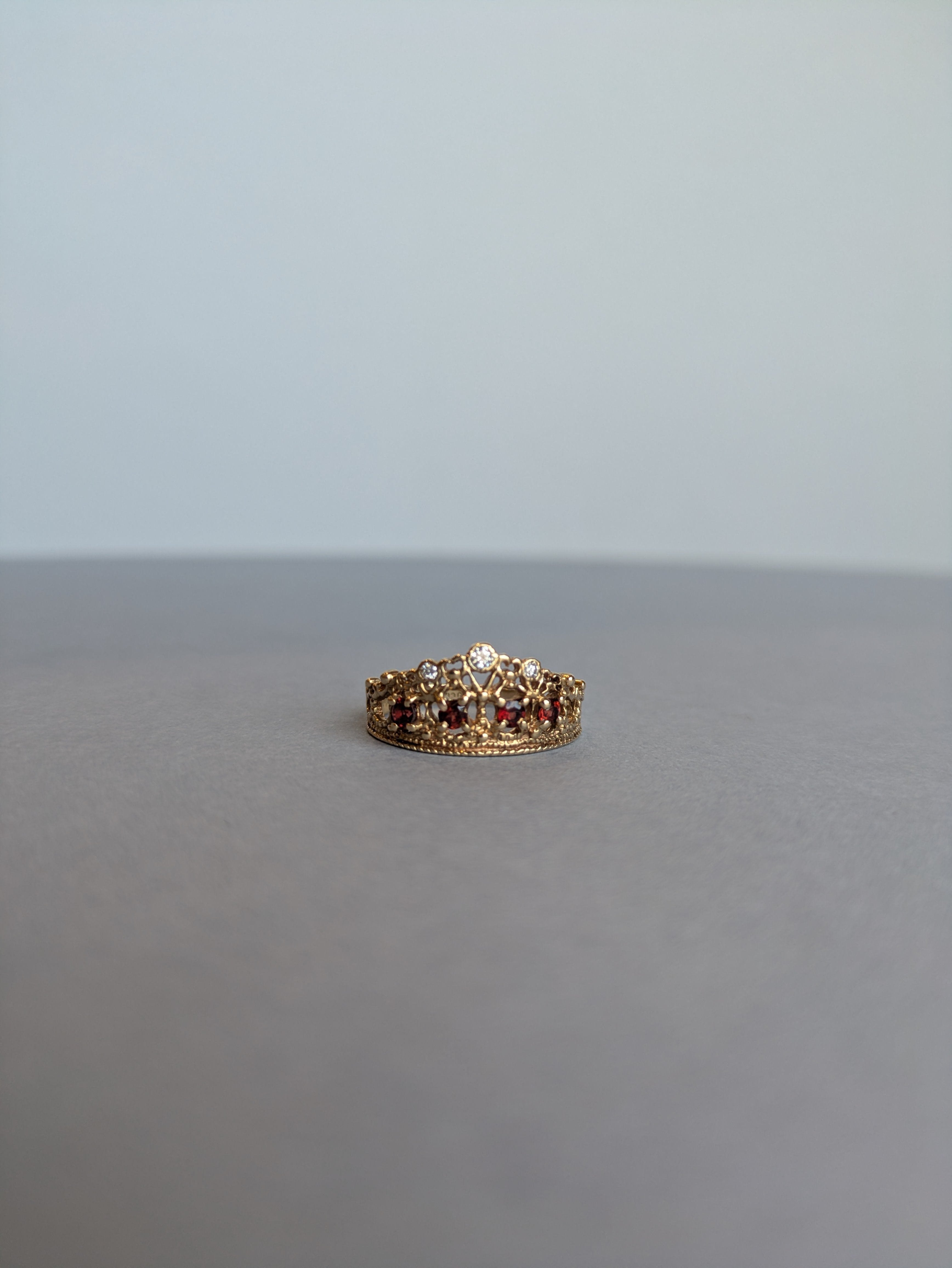 Garnet and Diamond Tiara Ring