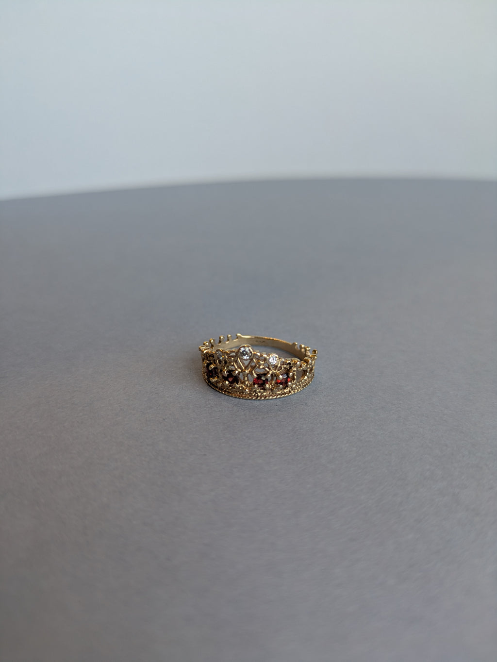 Garnet and Diamond Tiara Ring