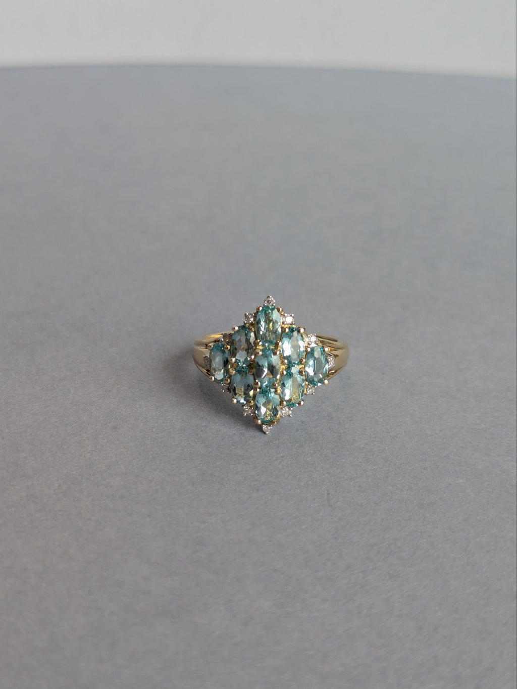 Geometric Topaz and Diamond Ring