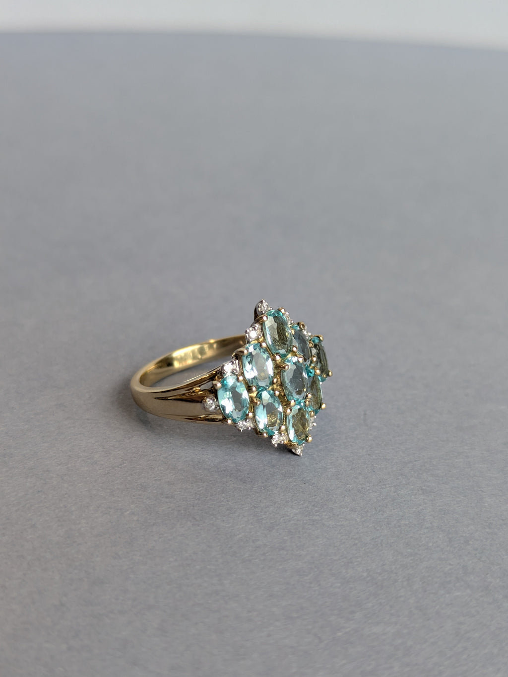 Geometric Topaz and Diamond Ring