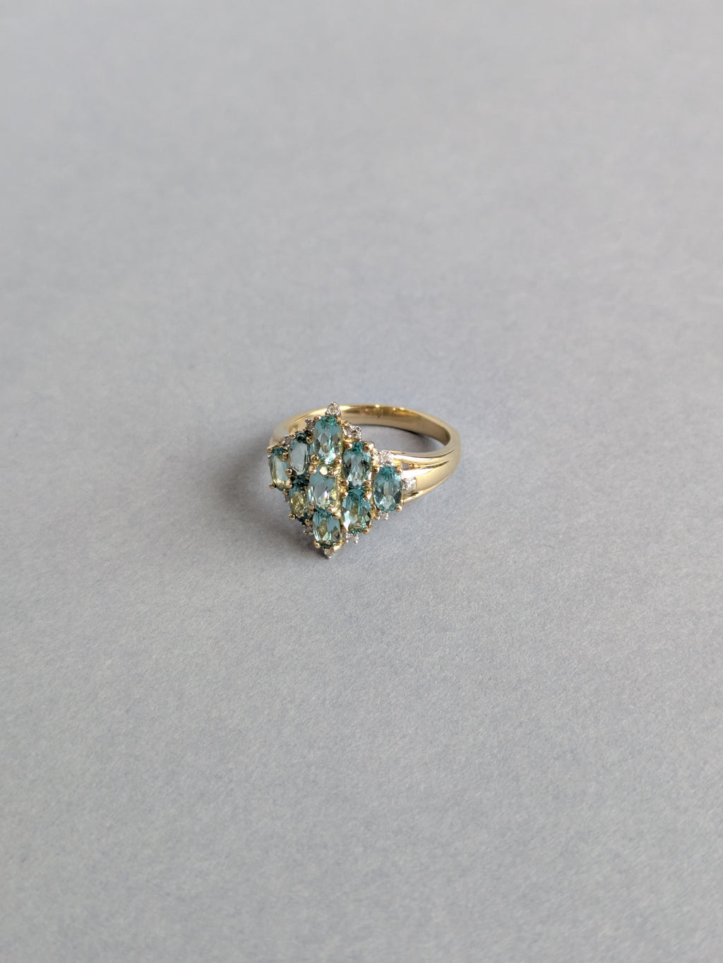 Geometric Topaz and Diamond Ring