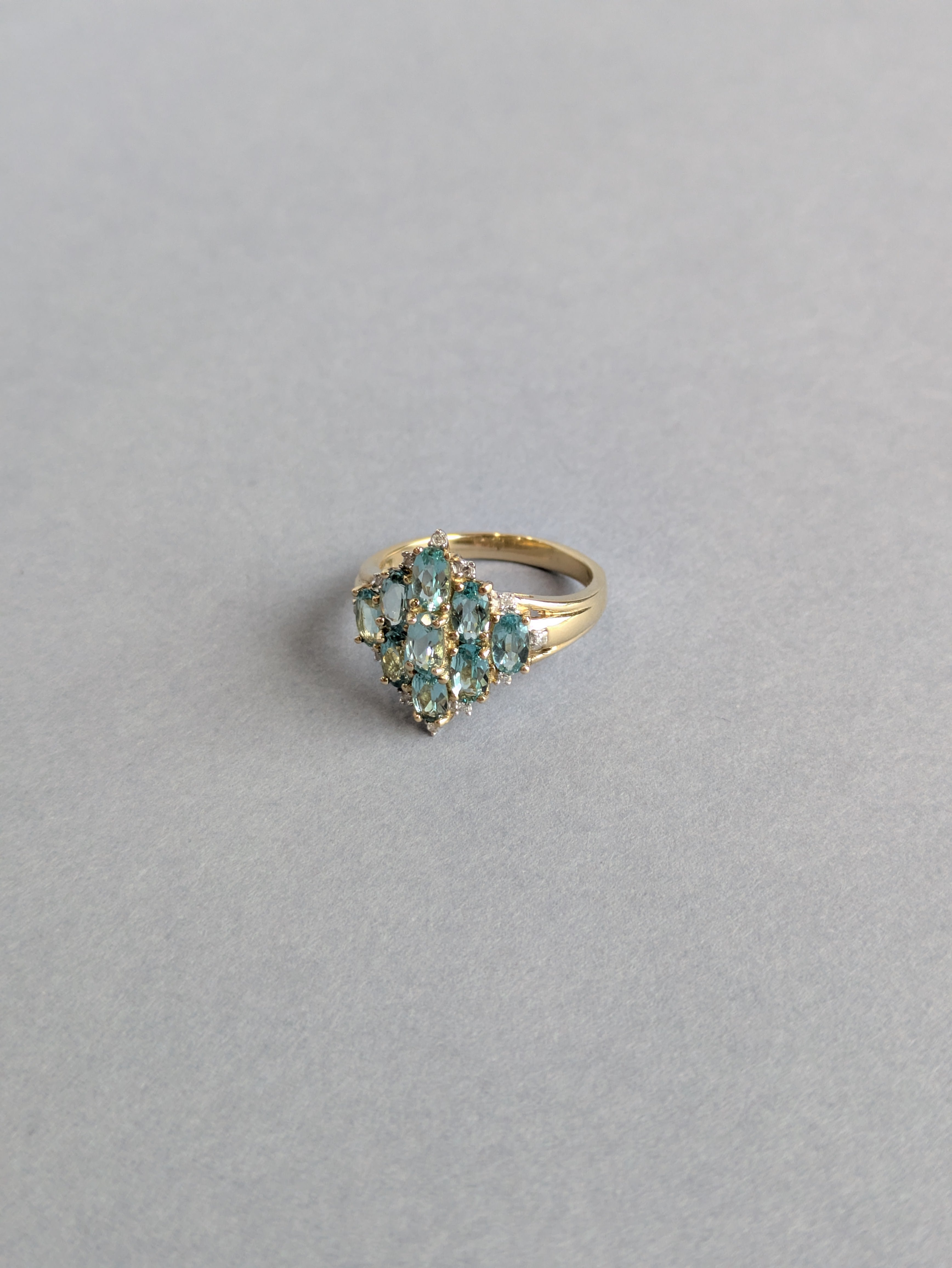 Geometric Topaz and Diamond Ring