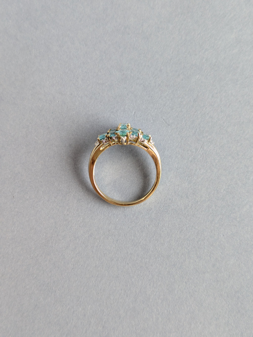Geometric Topaz and Diamond Ring