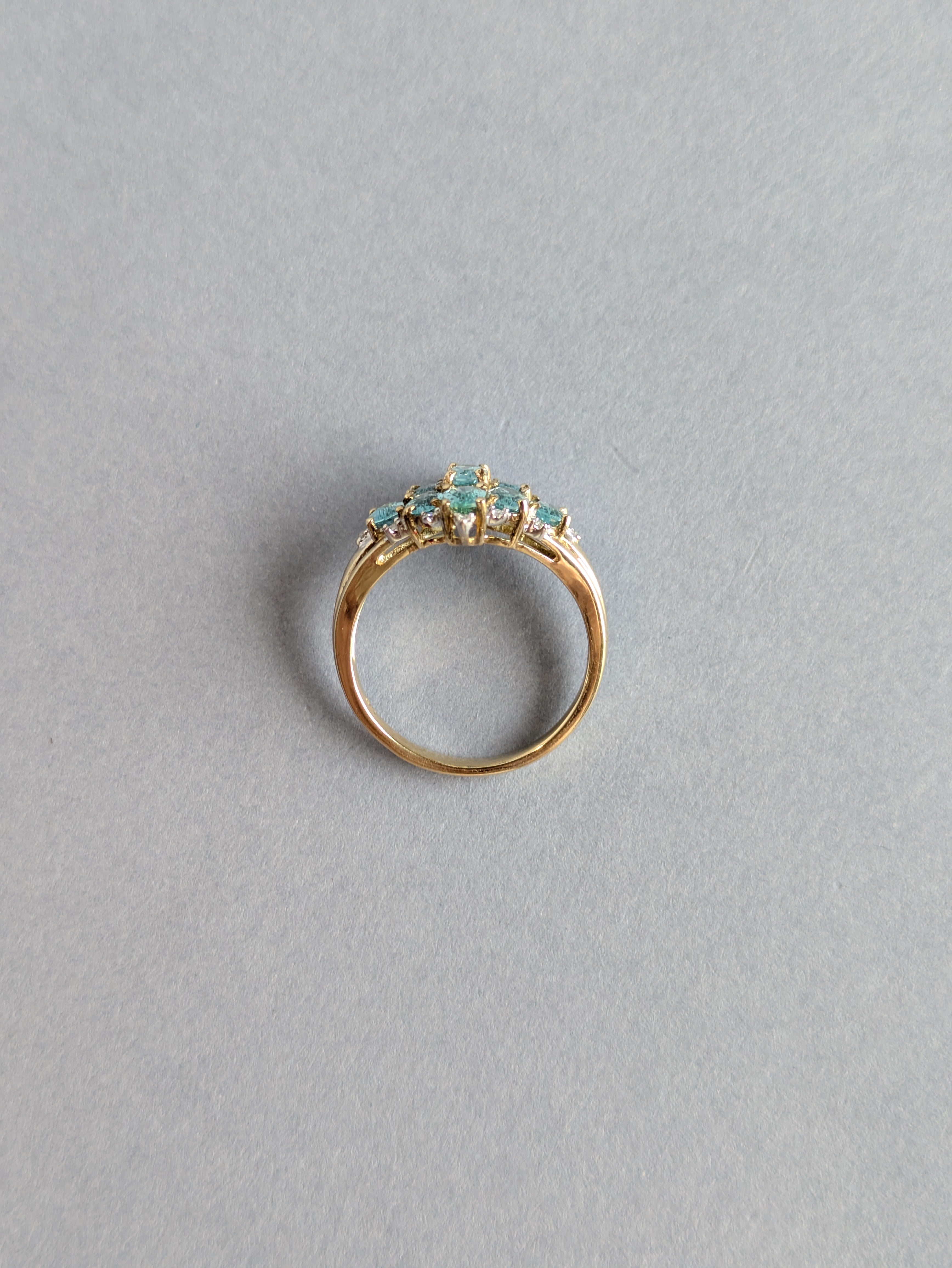 Geometric Topaz and Diamond Ring