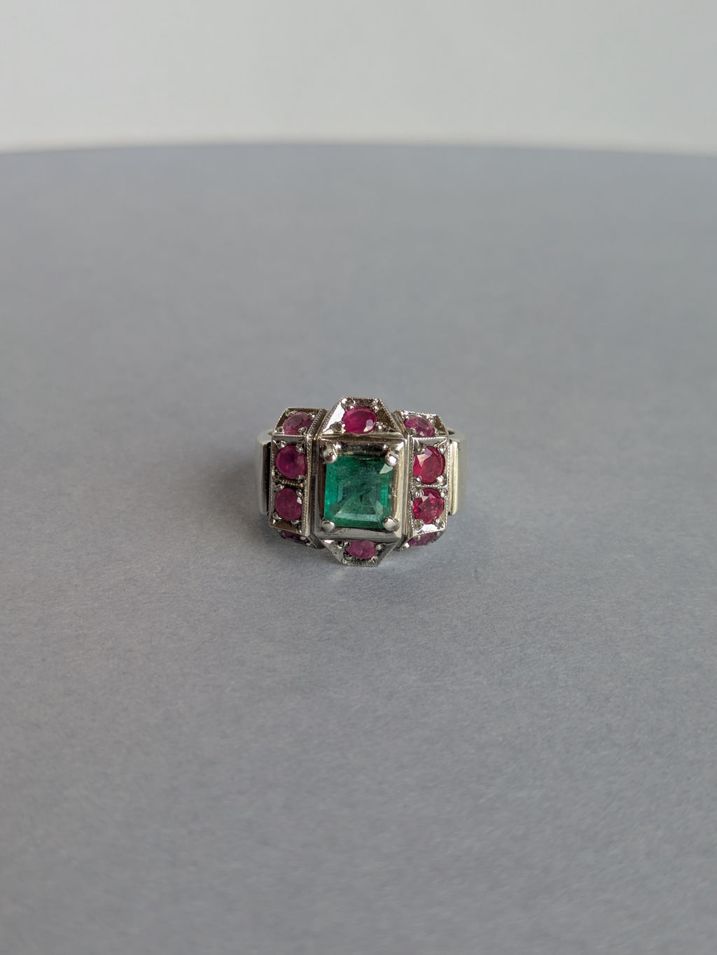 Ruby and Emerald Silver Ring