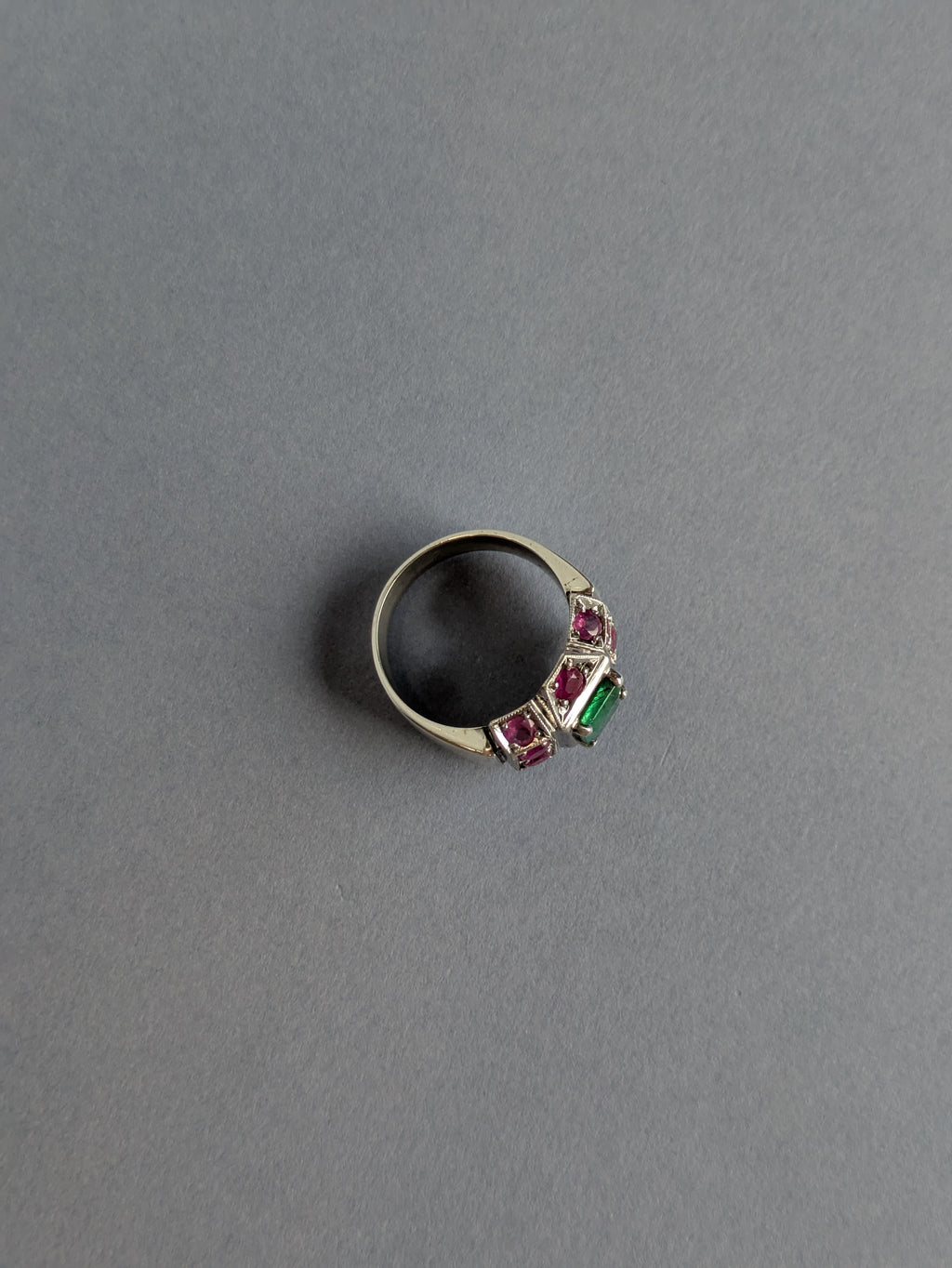 Ruby and Emerald Silver Ring