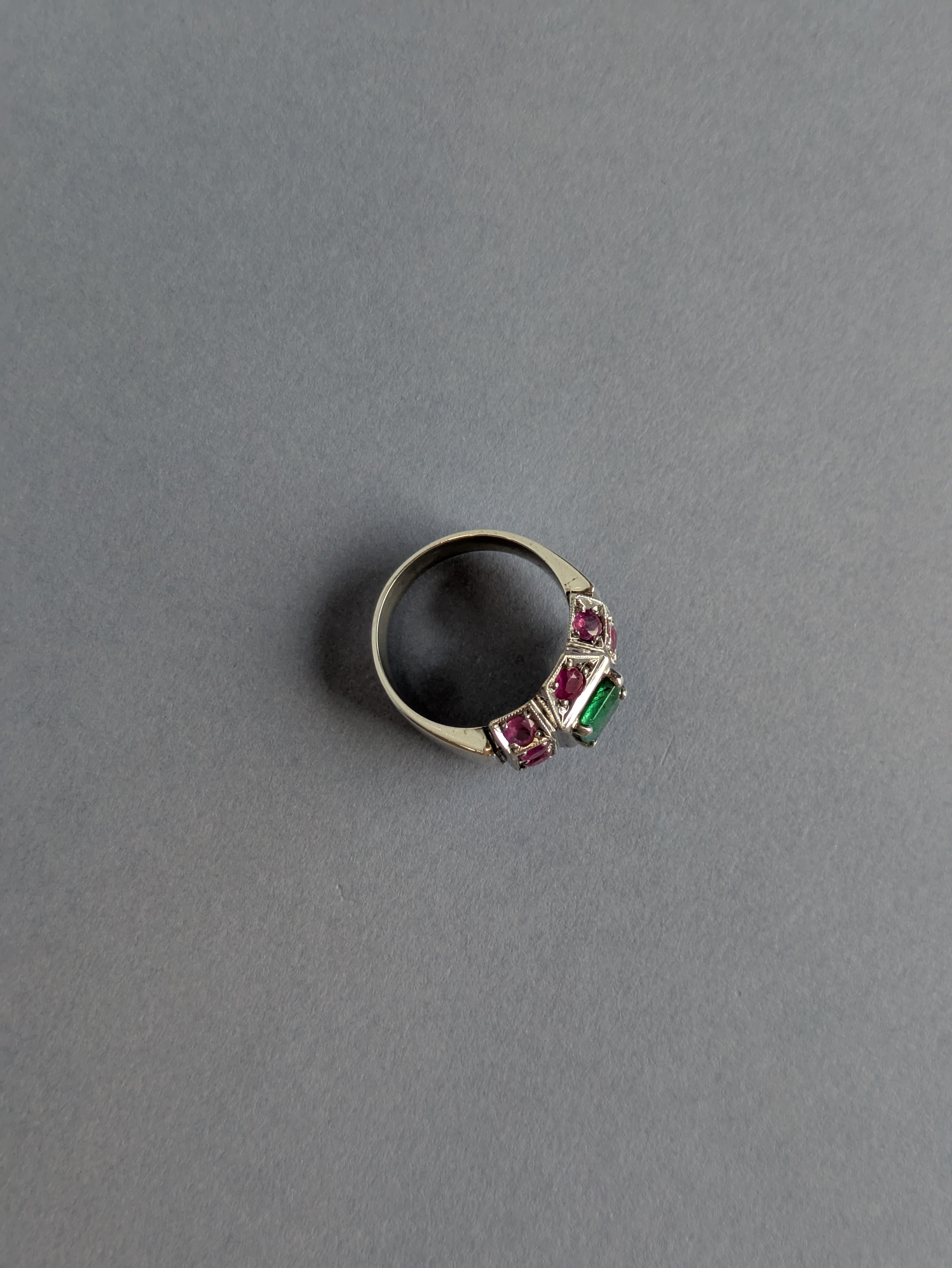 Ruby and Emerald Silver Ring