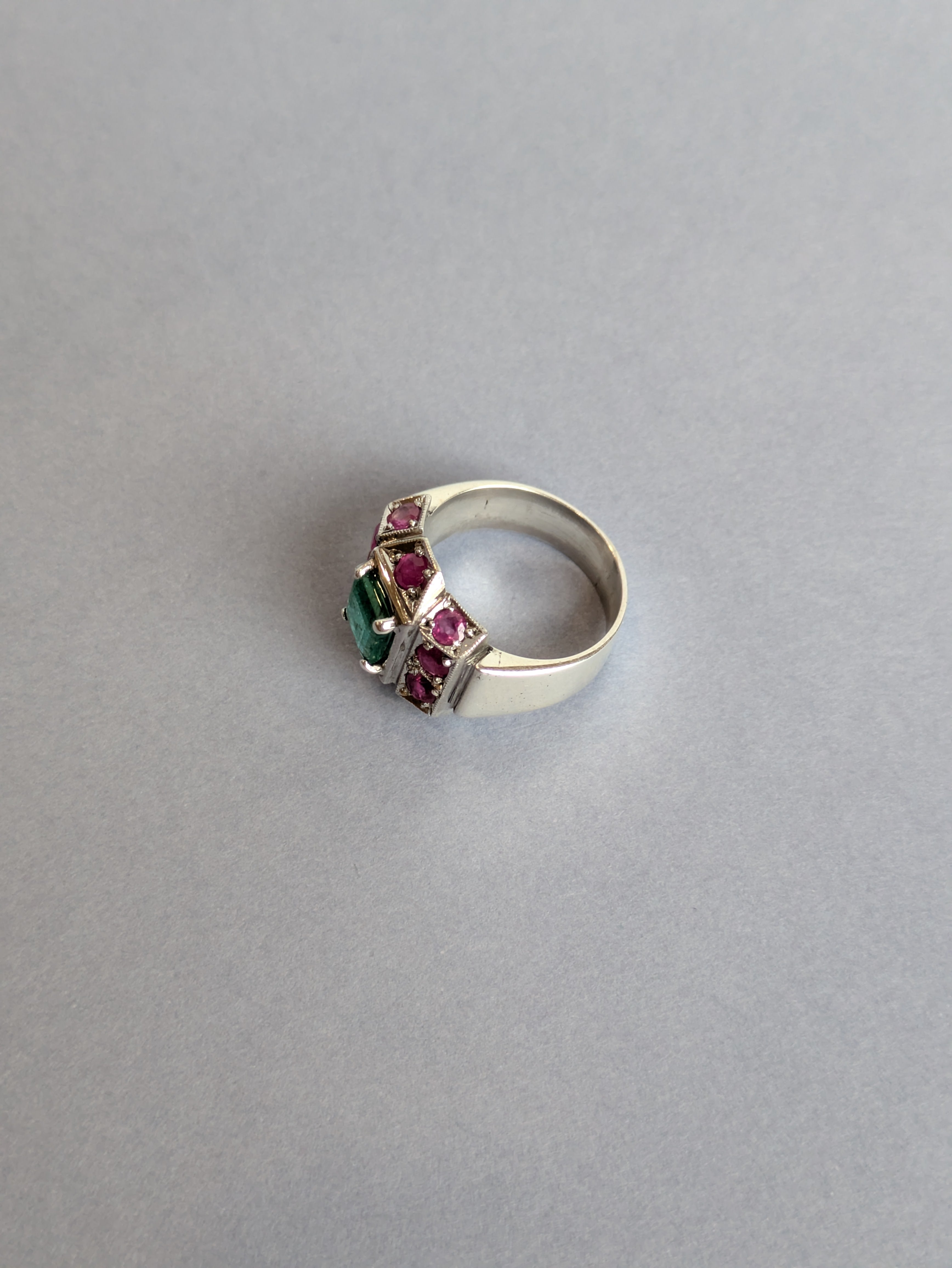 Ruby and Emerald Silver Ring