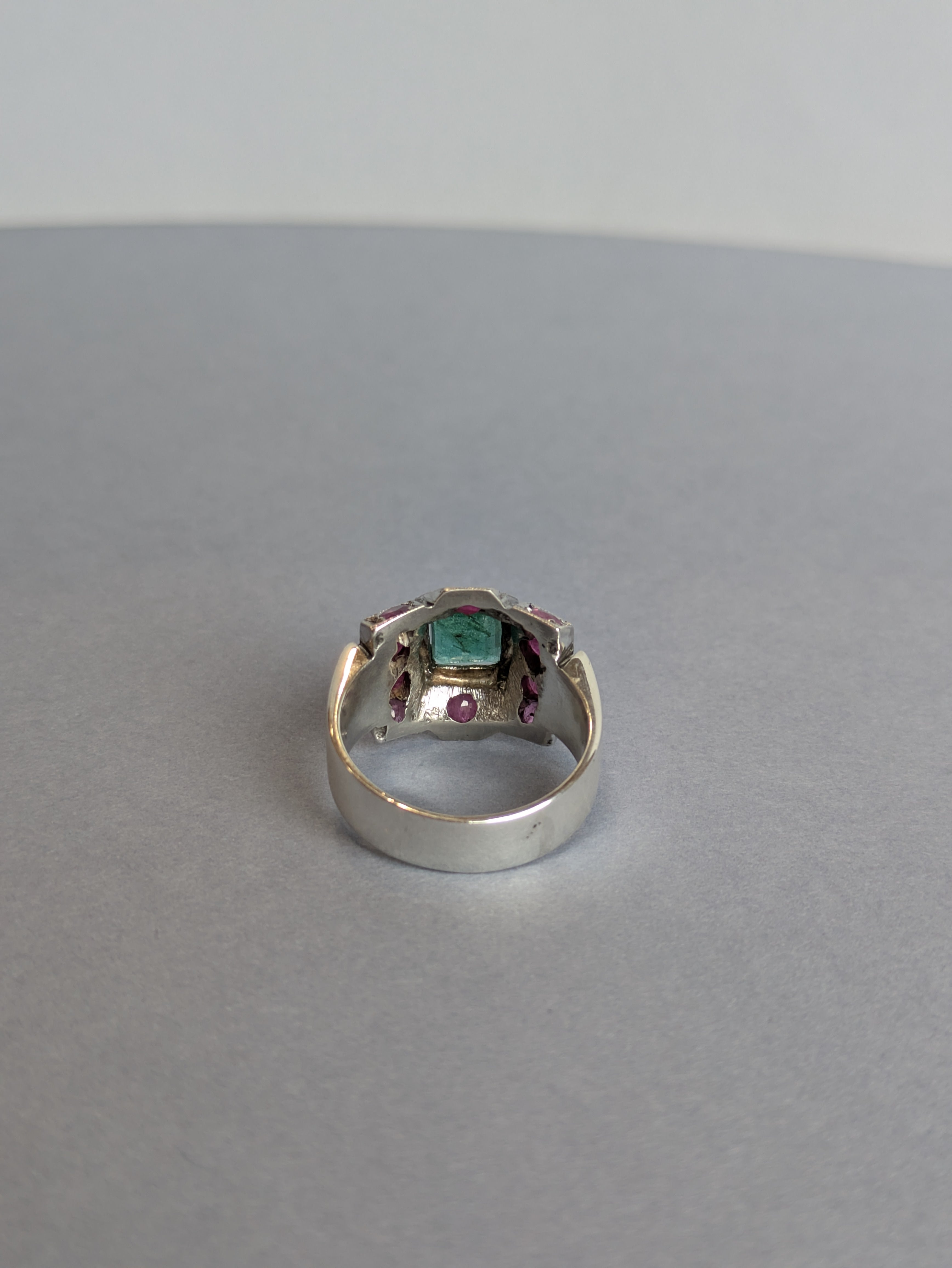 Ruby and Emerald Silver Ring