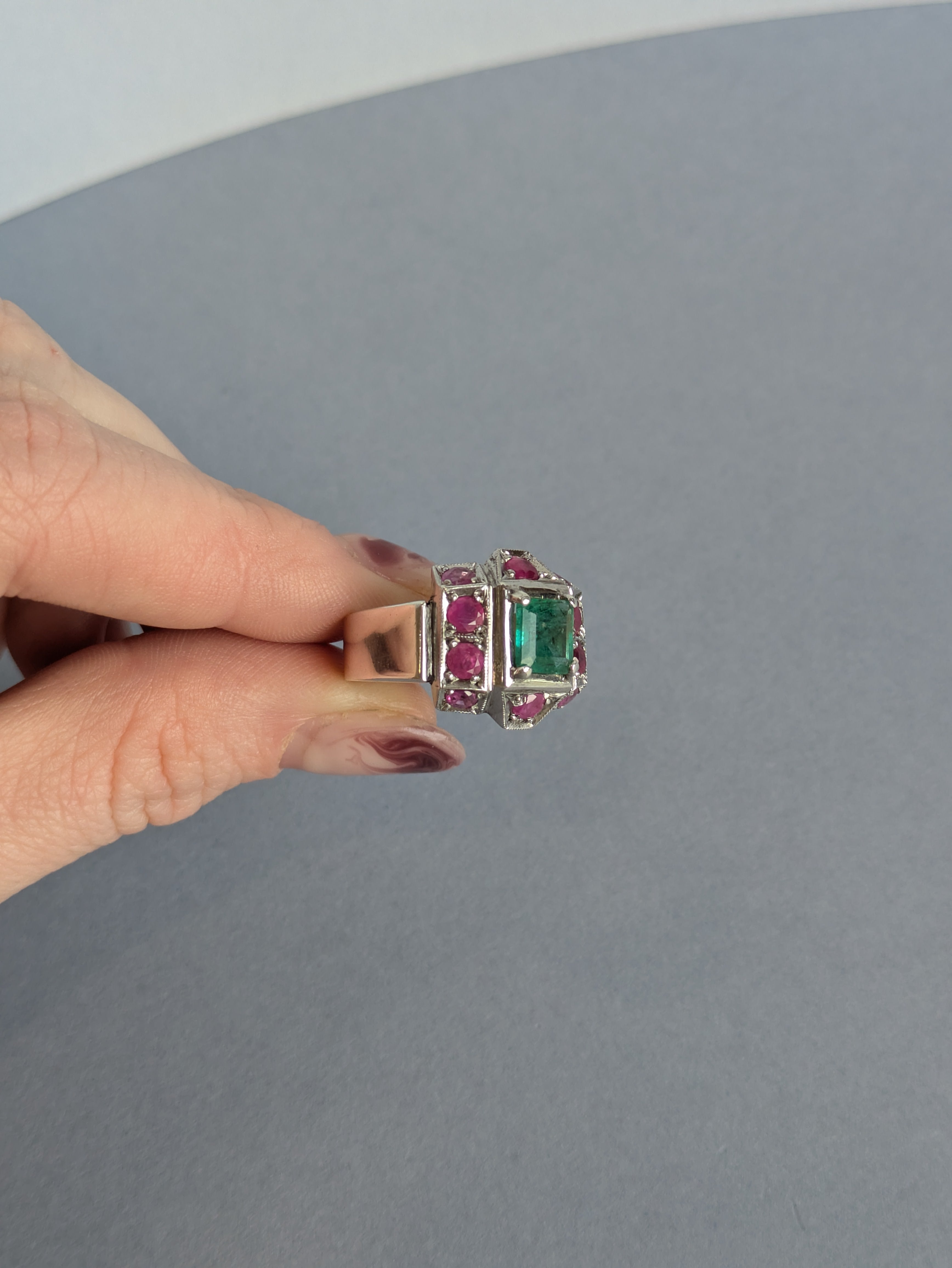 Ruby and Emerald Silver Ring