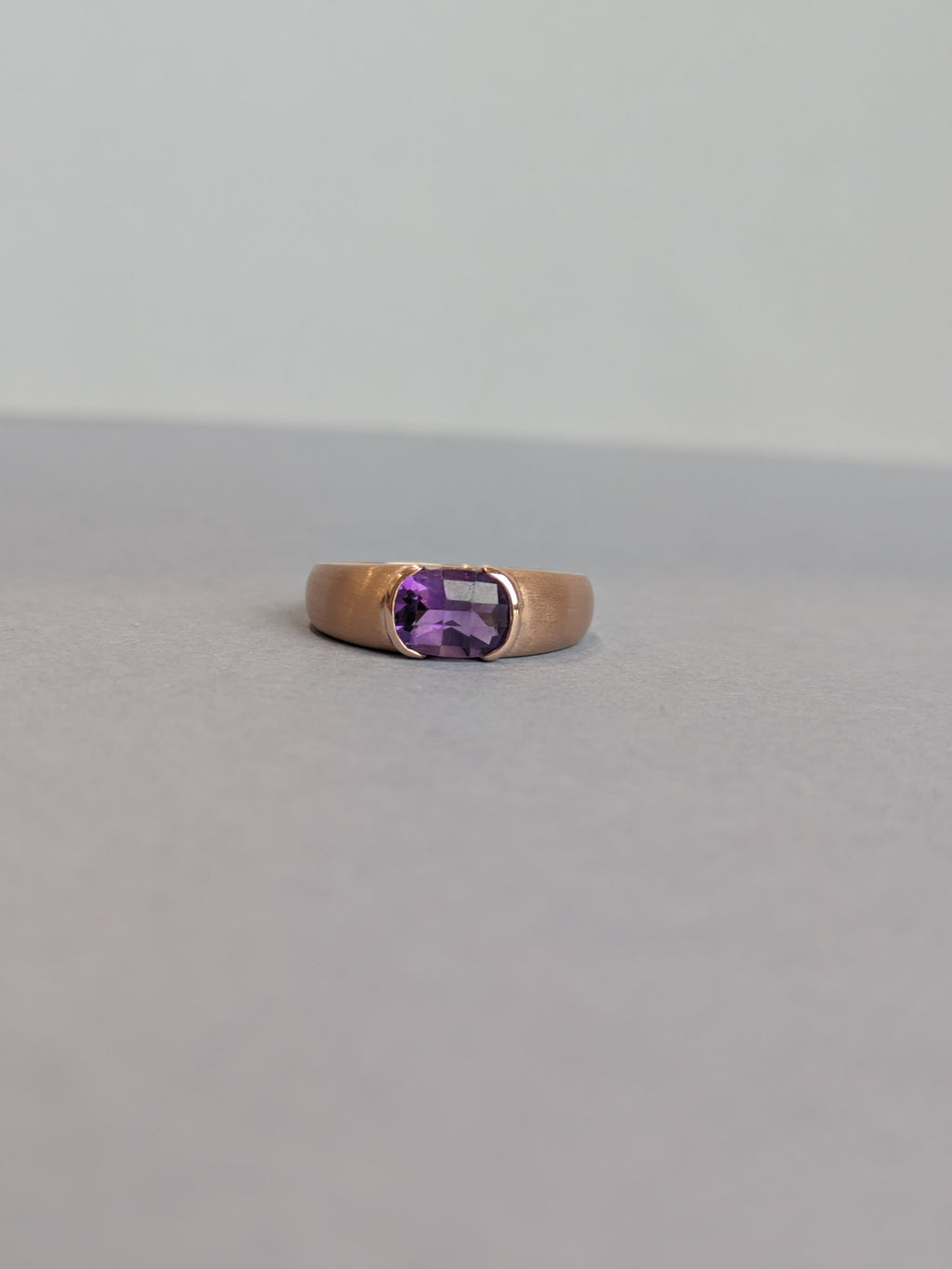 Checkerboard Cut Amethyst Ring