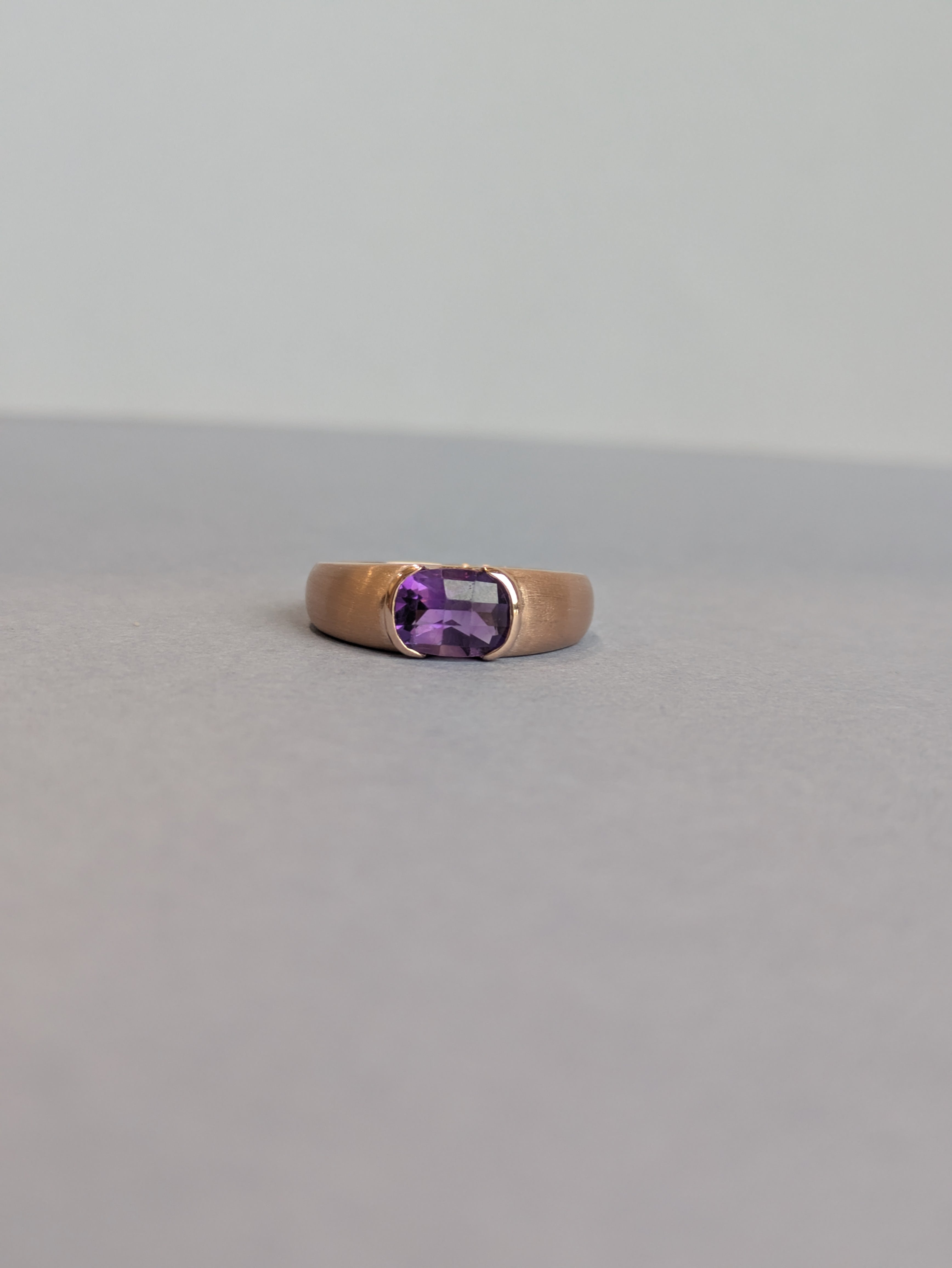 Checkerboard Cut Amethyst Ring