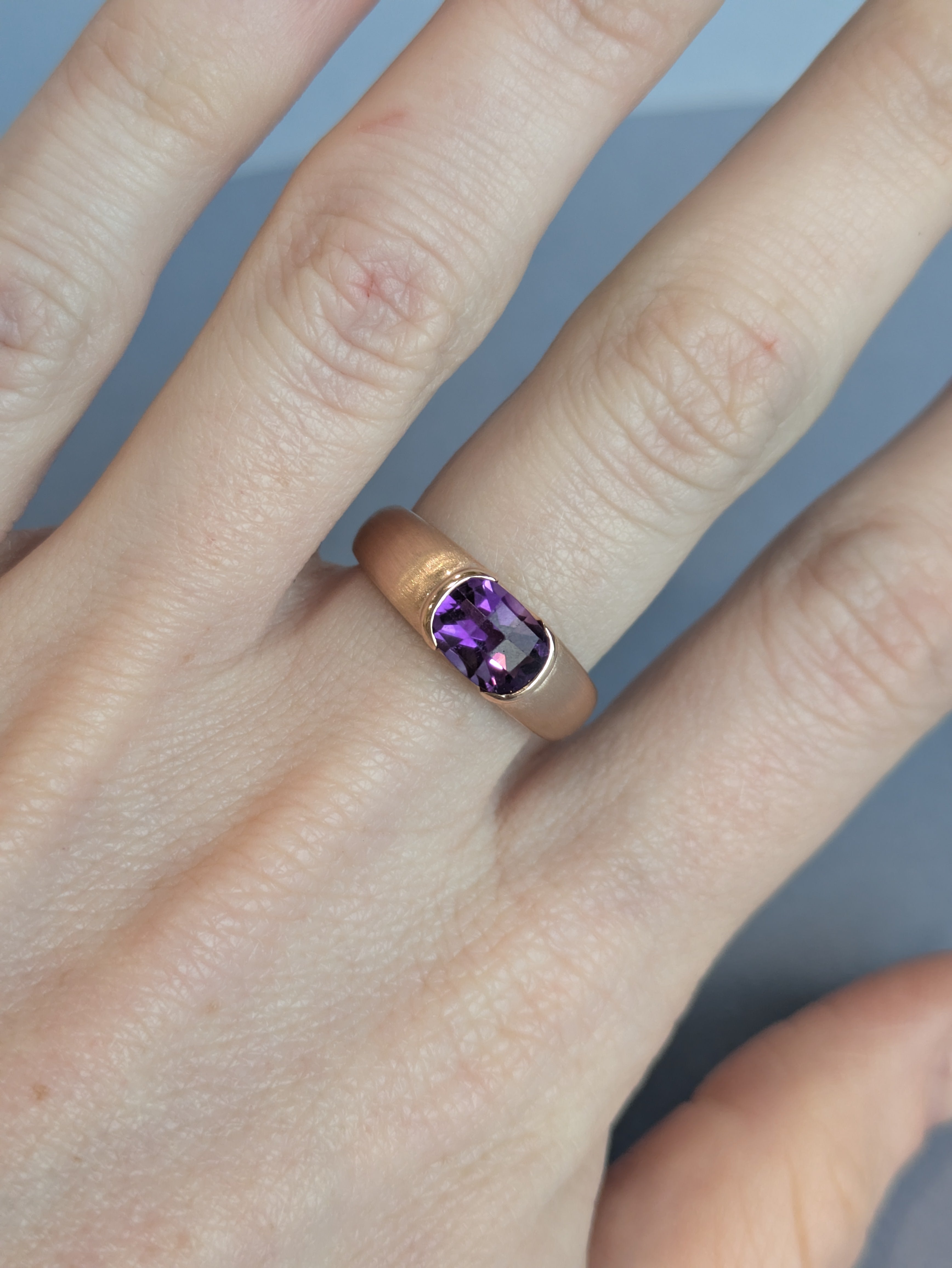 Checkerboard Cut Amethyst Ring
