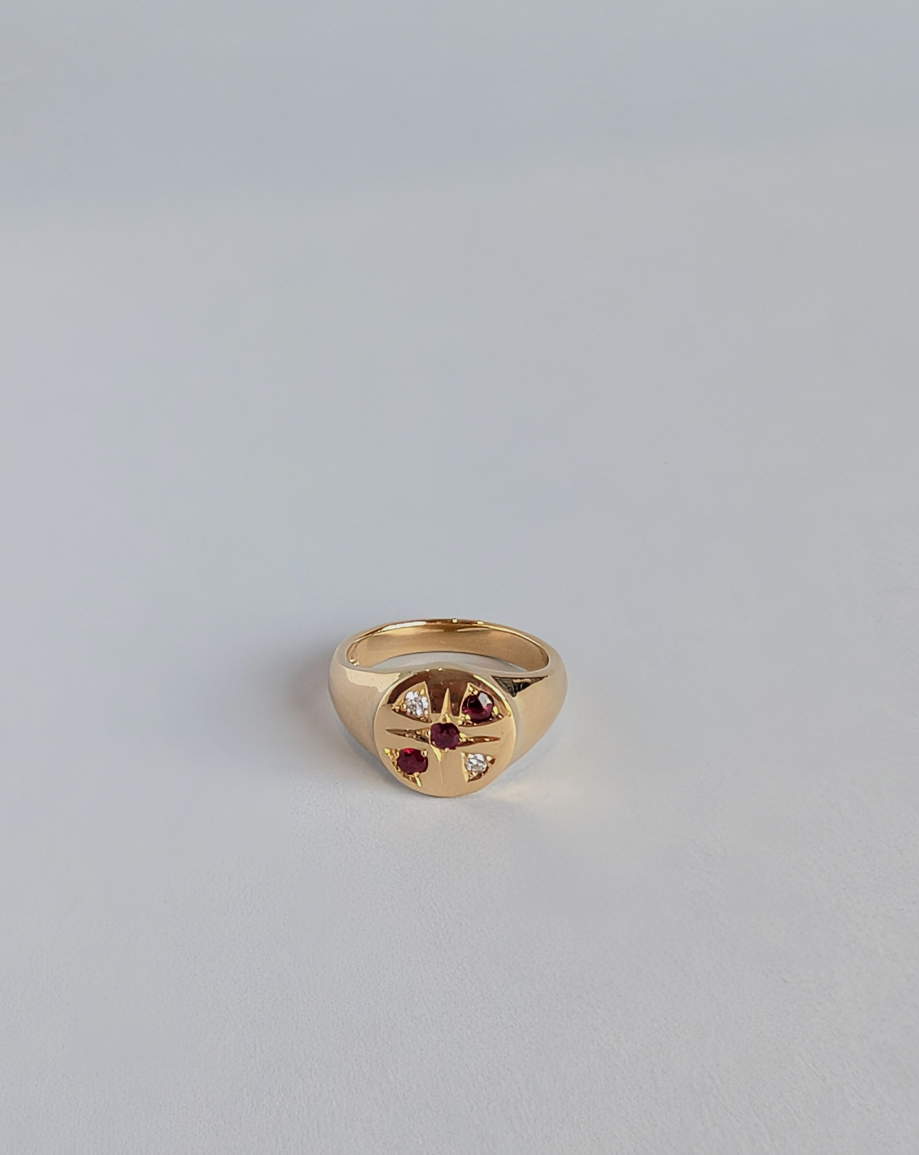 18ct Ruby and Diamond Signet Ring
