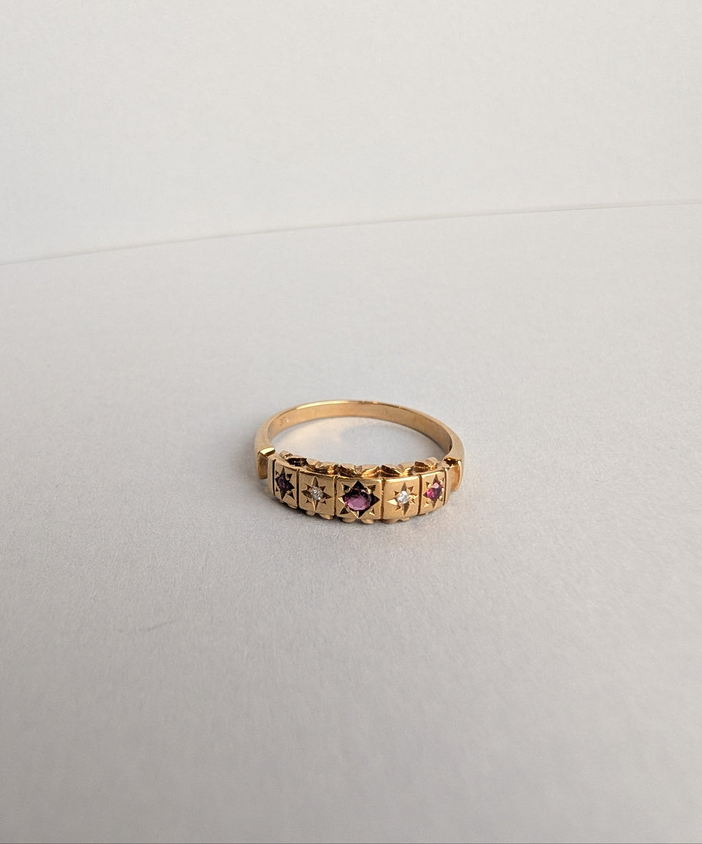 Ruby and Diamond Victorian Style Ring