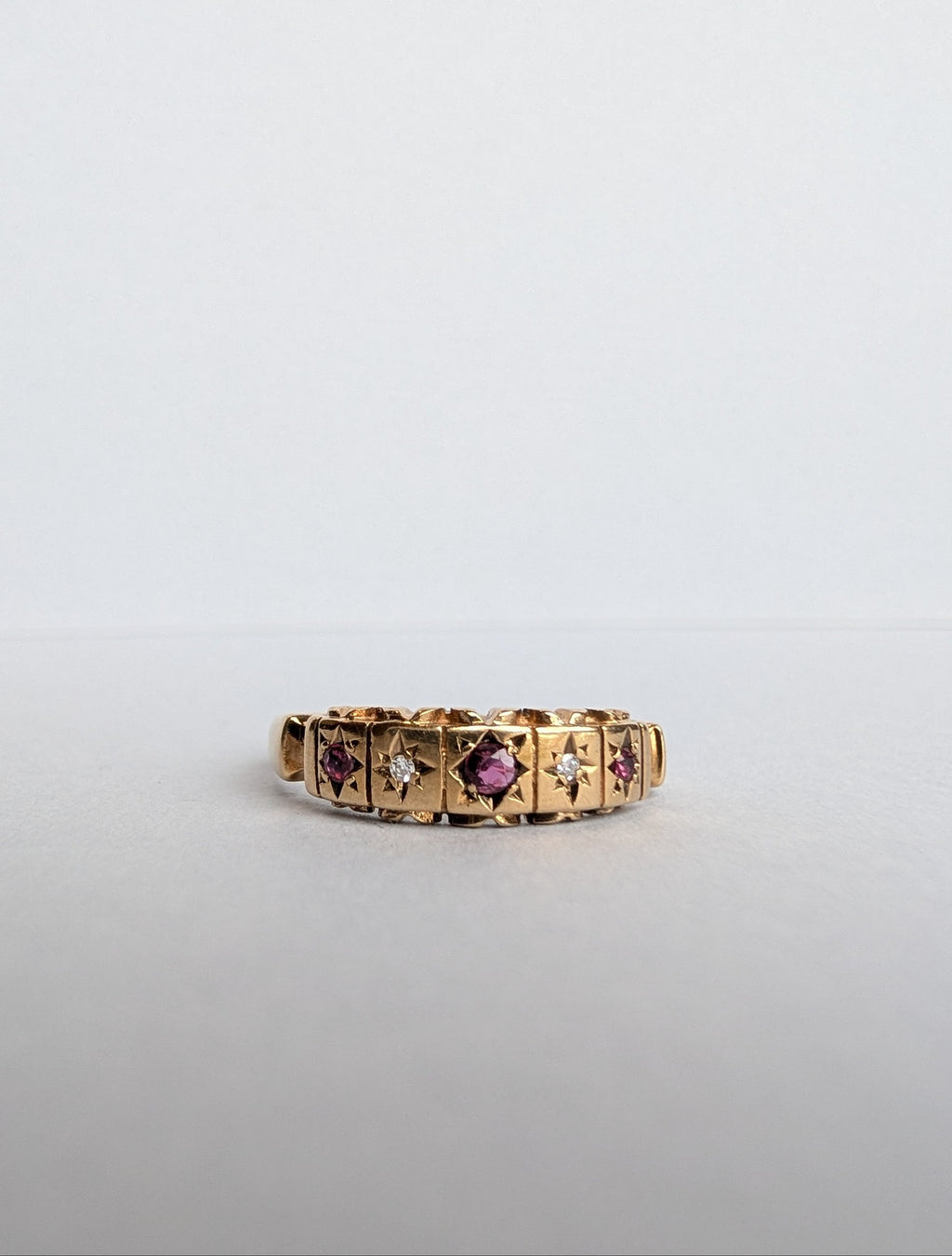 Ruby and Diamond Victorian Style Ring