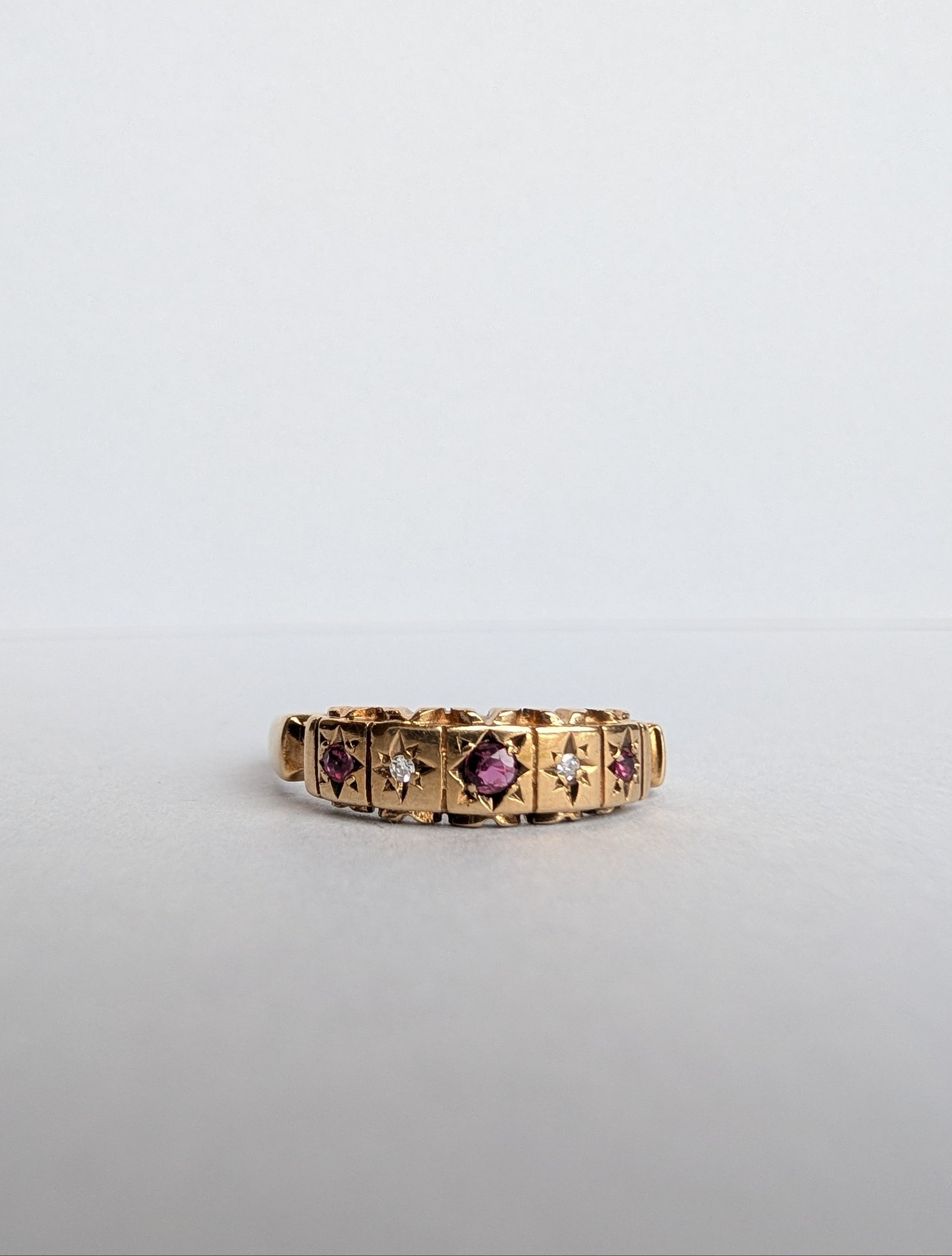Ruby and Diamond Victorian Style Ring