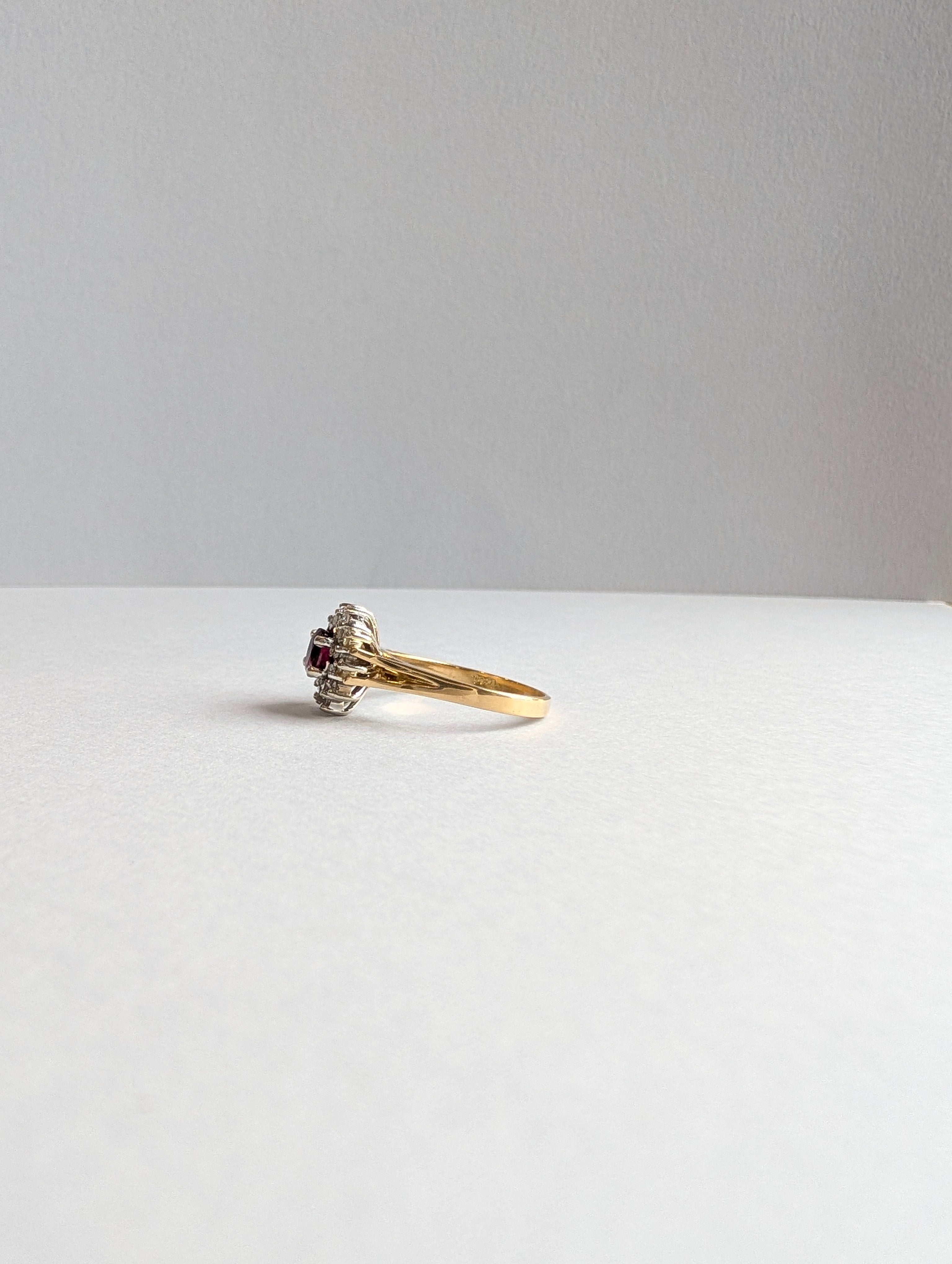 18ct Ruby with Double Diamond Halo Ring