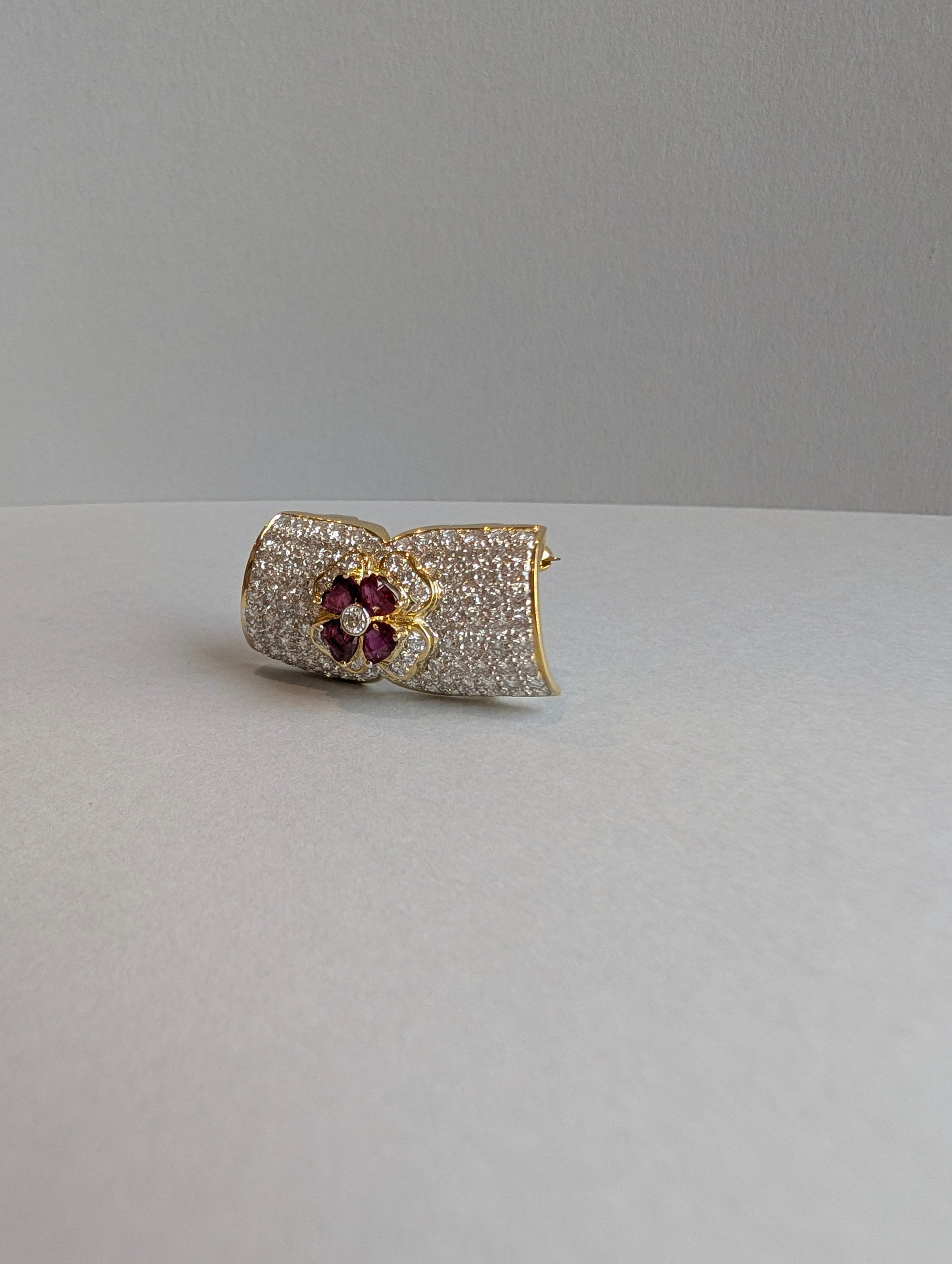 18ct Ruby and Diamond Brooch