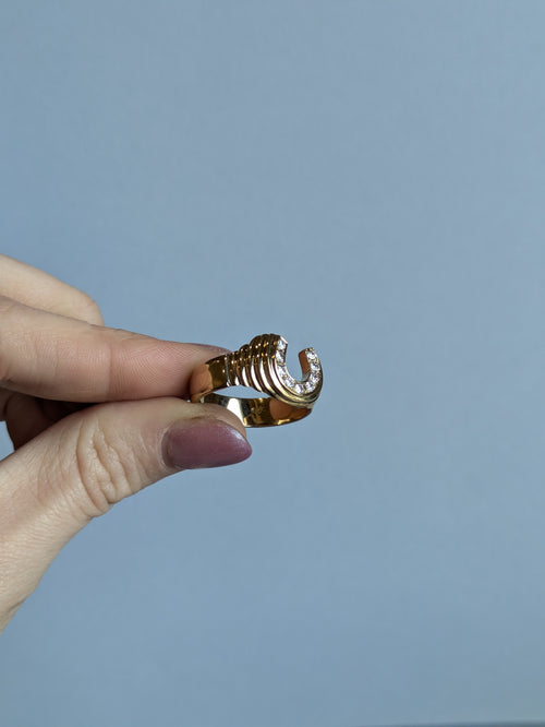 14ct Diamond Horse Shoe Ring