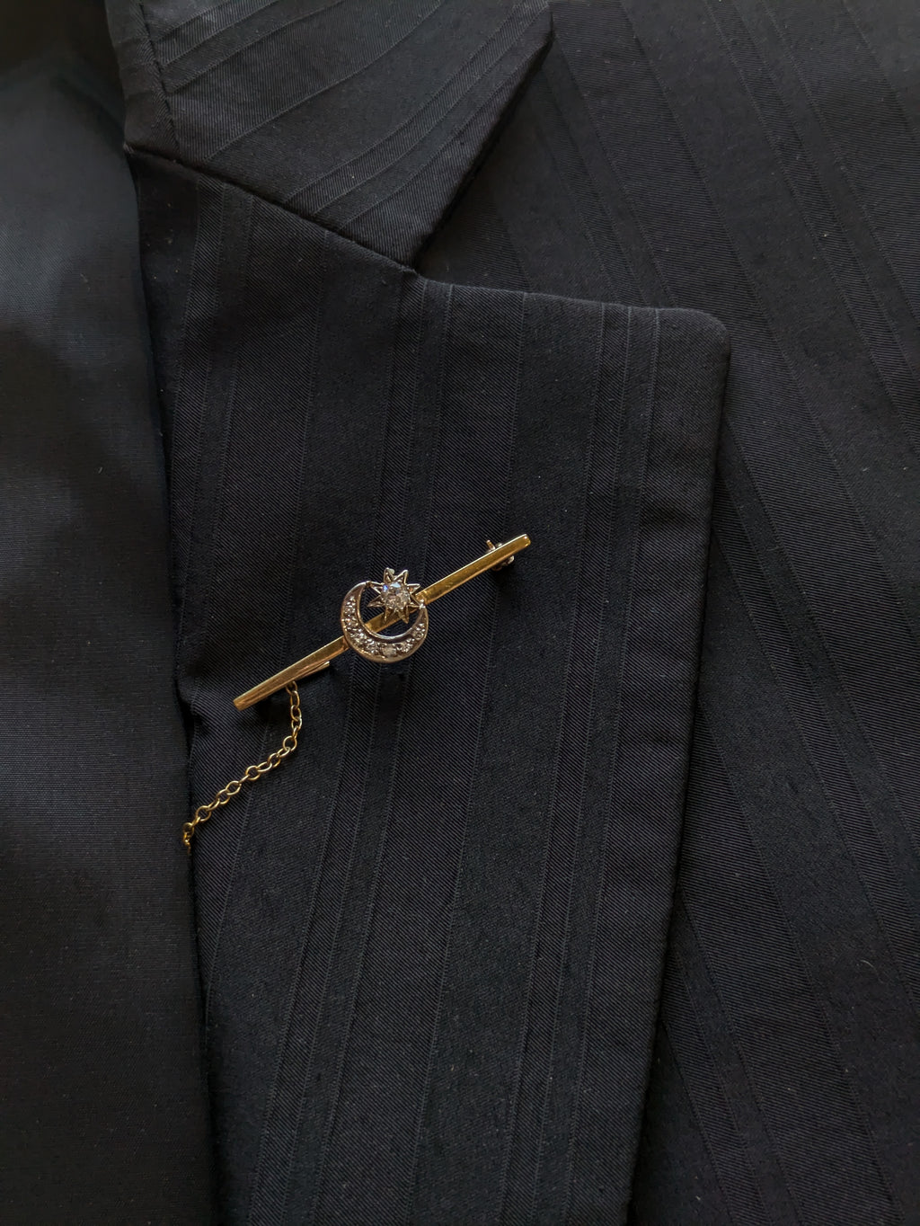 Moon and Stars Diamond Brooch